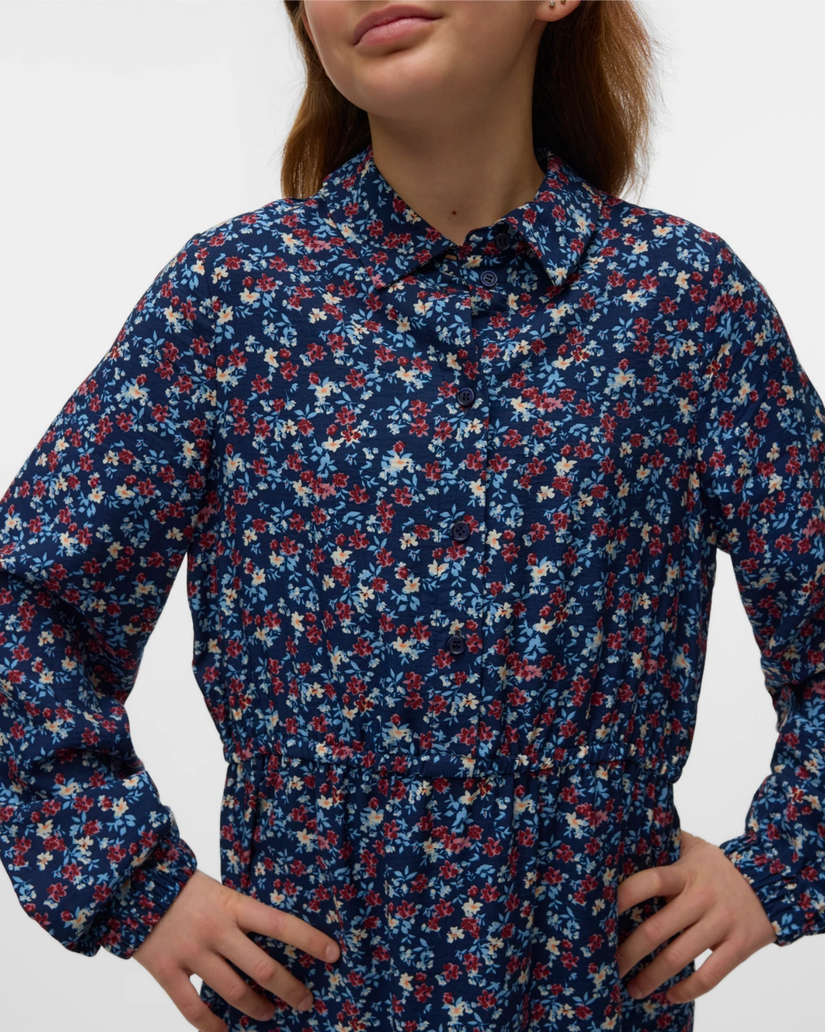 Mørkeblå - Navy Blazer/Flower - name it - kjole - 10332506