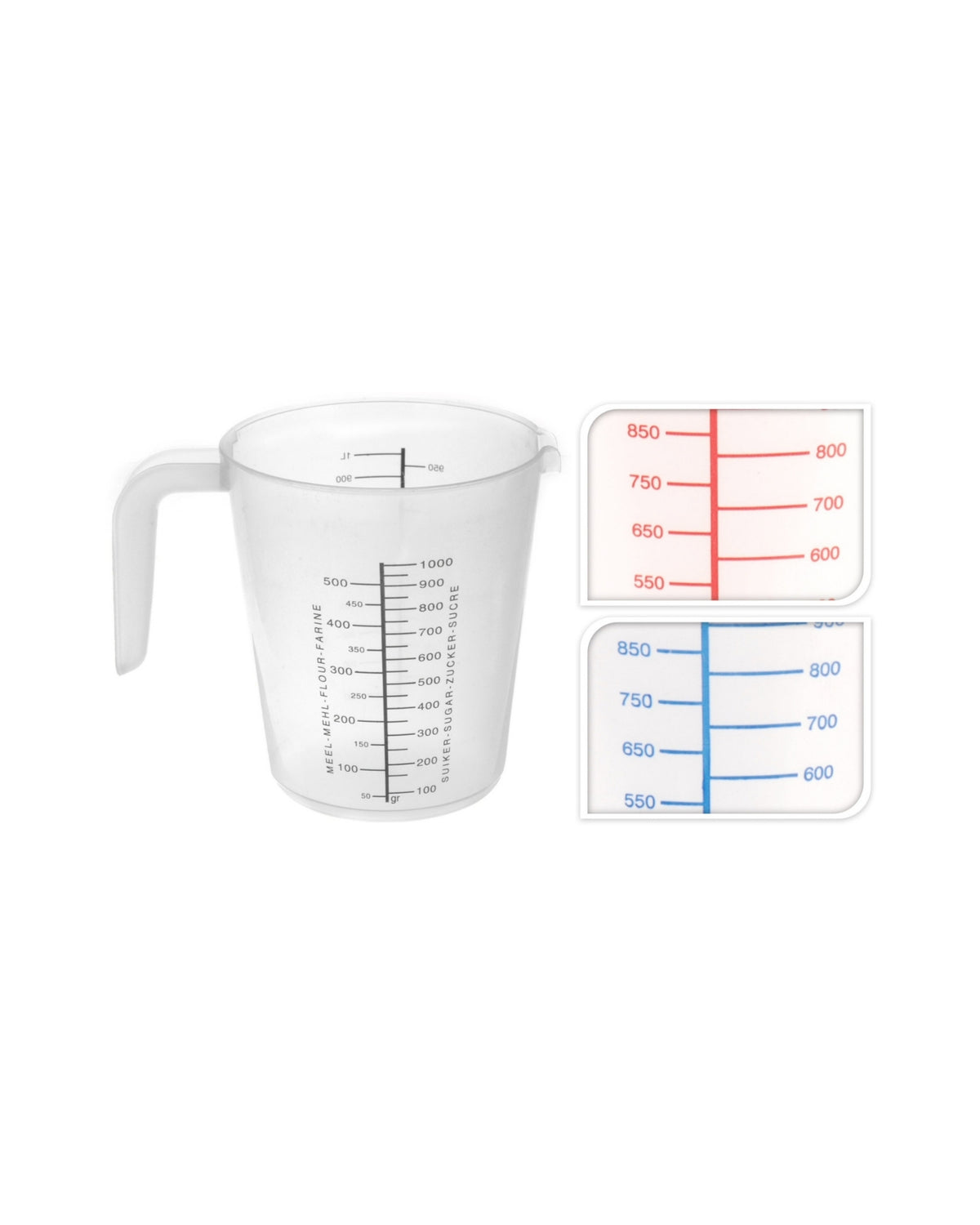 Målebæger 1 liter med håndtag – Transparent