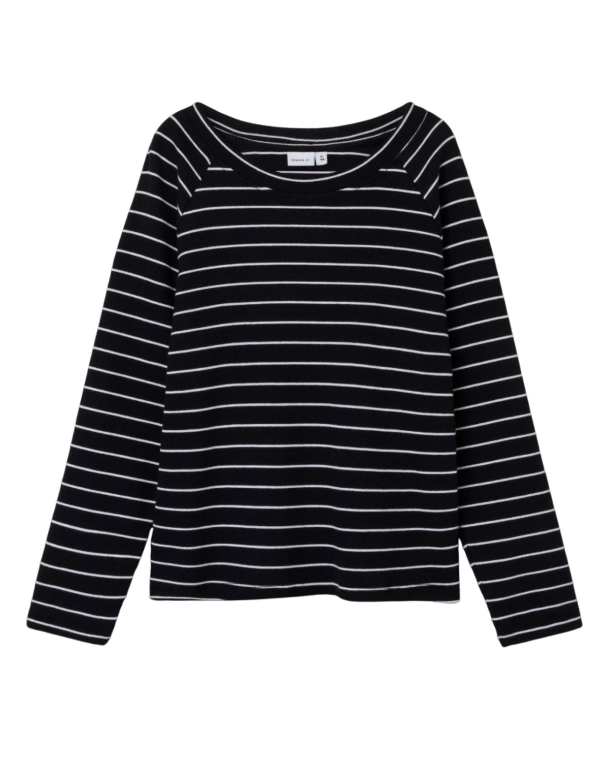 Sort - Black - Name it - stribet - rib - langærmet - Bluse - 13241886