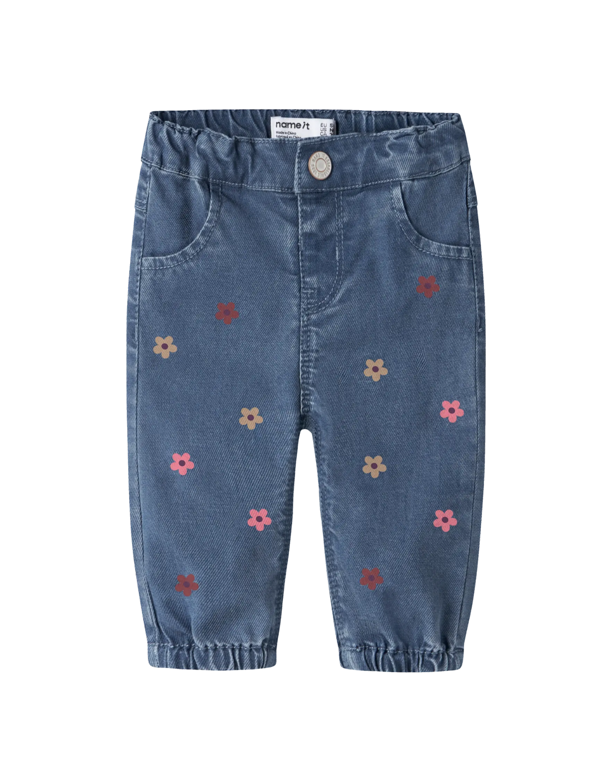 Blå - Medium Blue Denim/Flowers Embroidered - name it - Bukser - 13243778