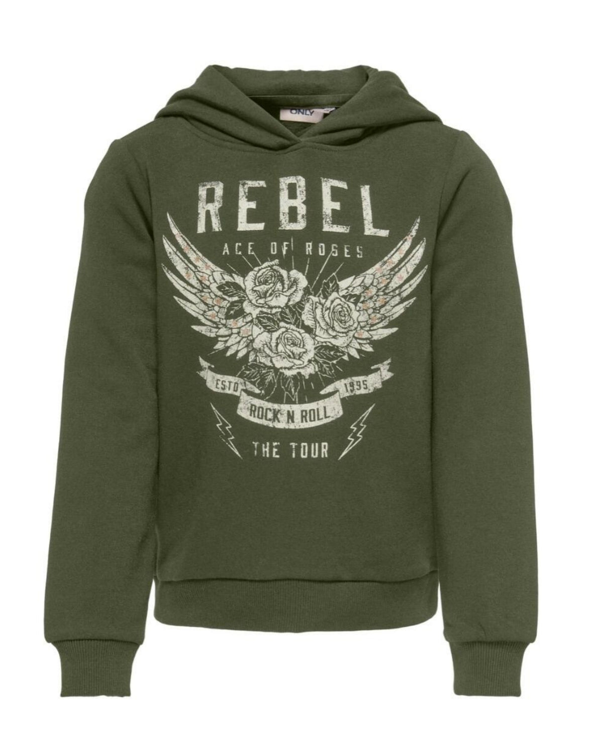 Oliven grøn KIDSONLY printet hoodie - 15275726