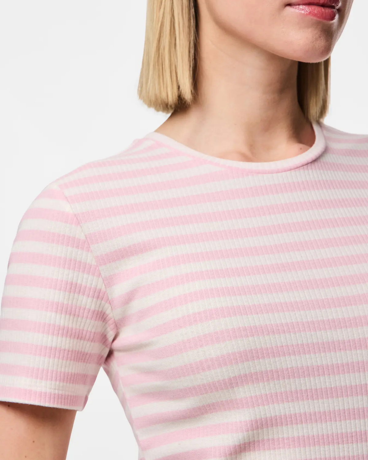 Rosa/hvid - roseate spoonbi / cloud dancer - Pieces - stribe Bluse - 17133839