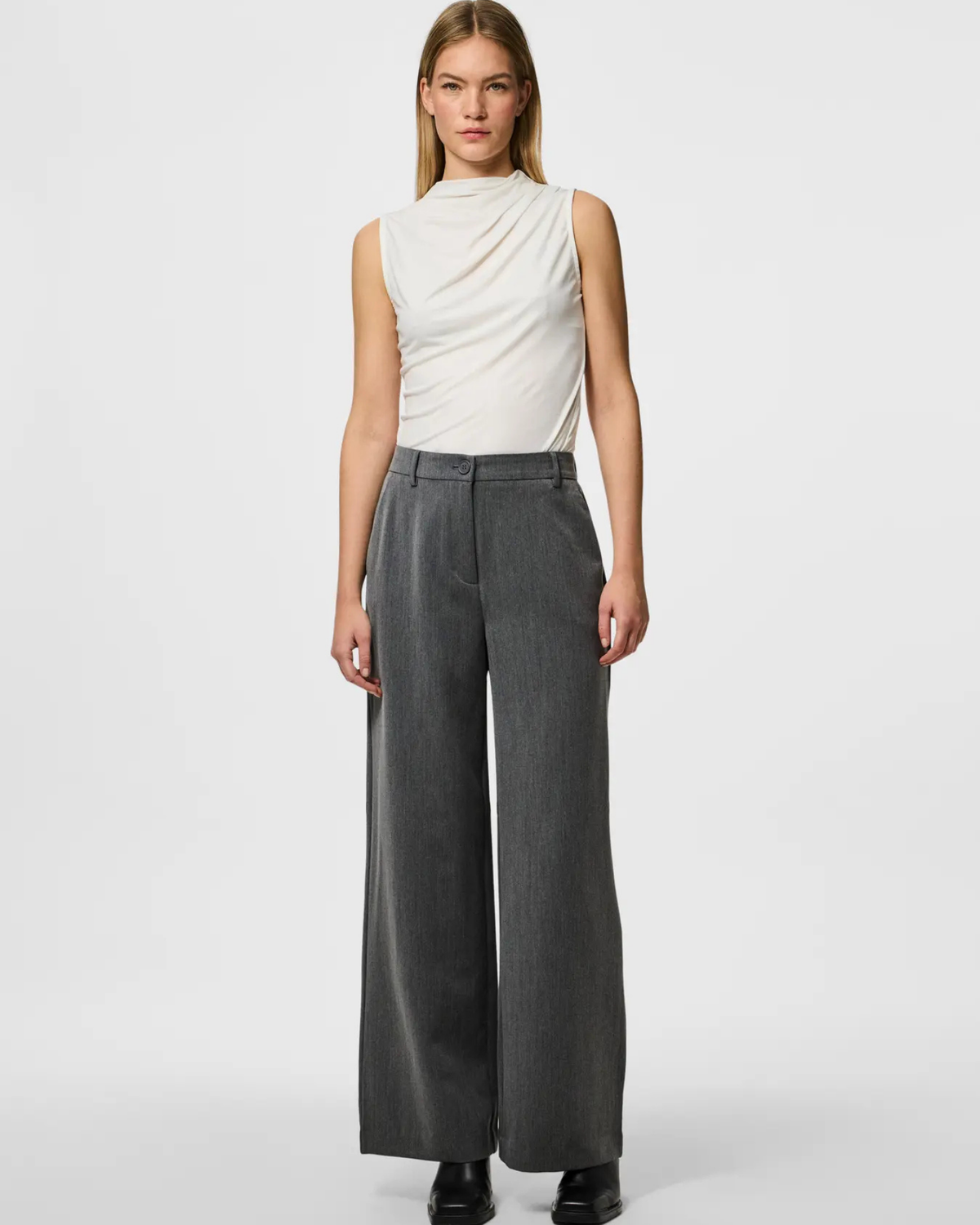 PIECES Dark Grey Melange Bukser - 17155335