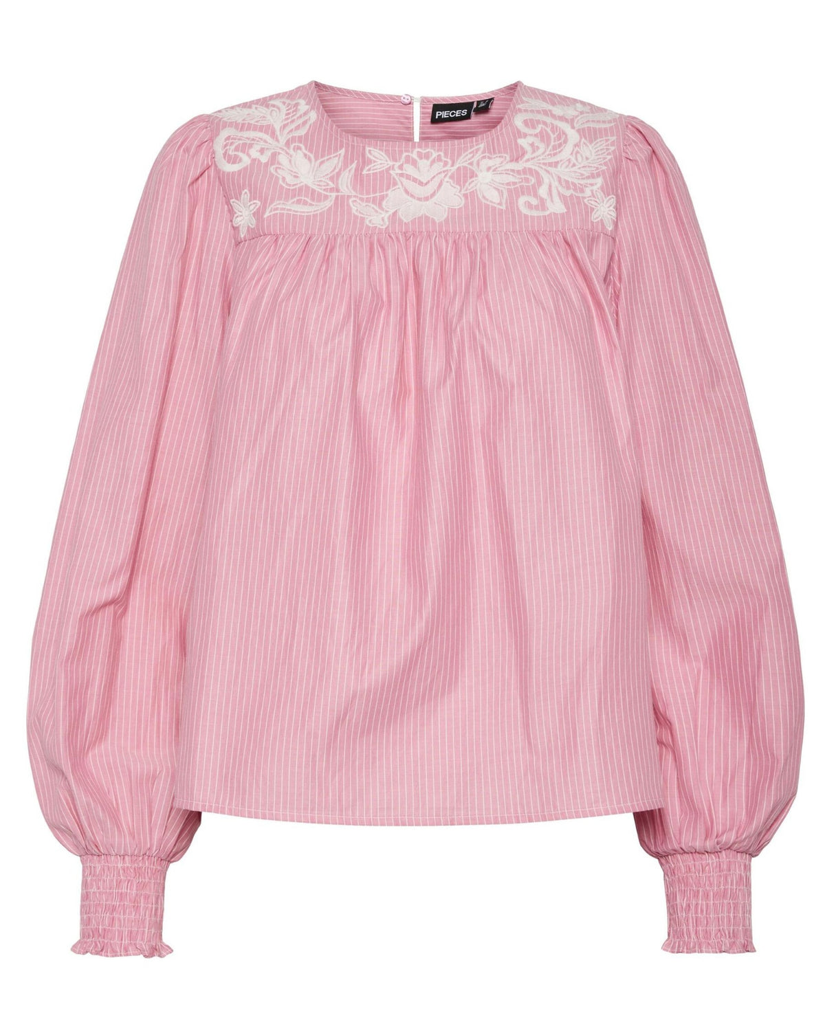 Lyserød - Pink Lemonade - Cloud Dancer - Pieces - Bluse - Striber - 17155667