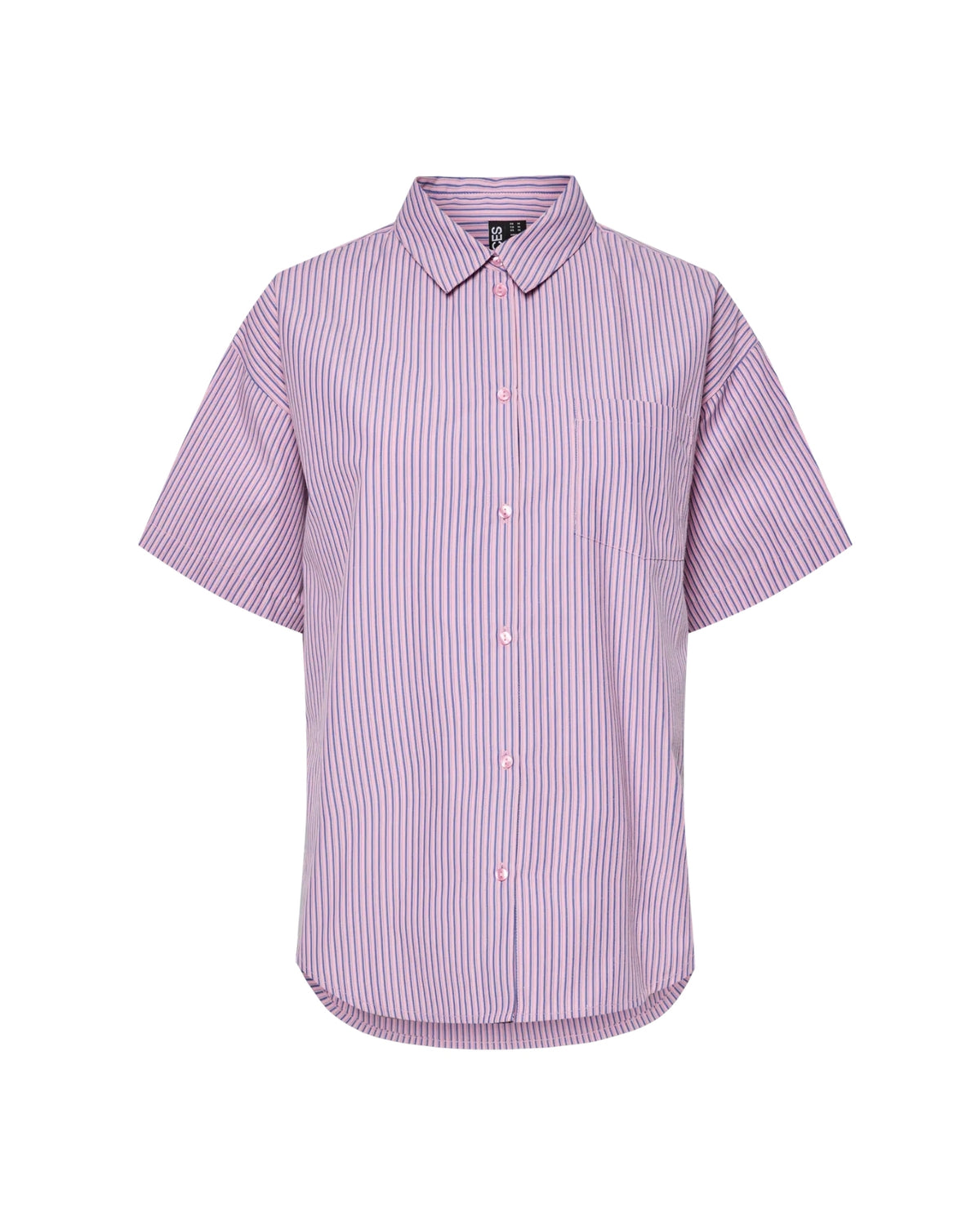 Lyserød - Fuchsia Pink/Blue - Pieces - Skjorte - 17161345
