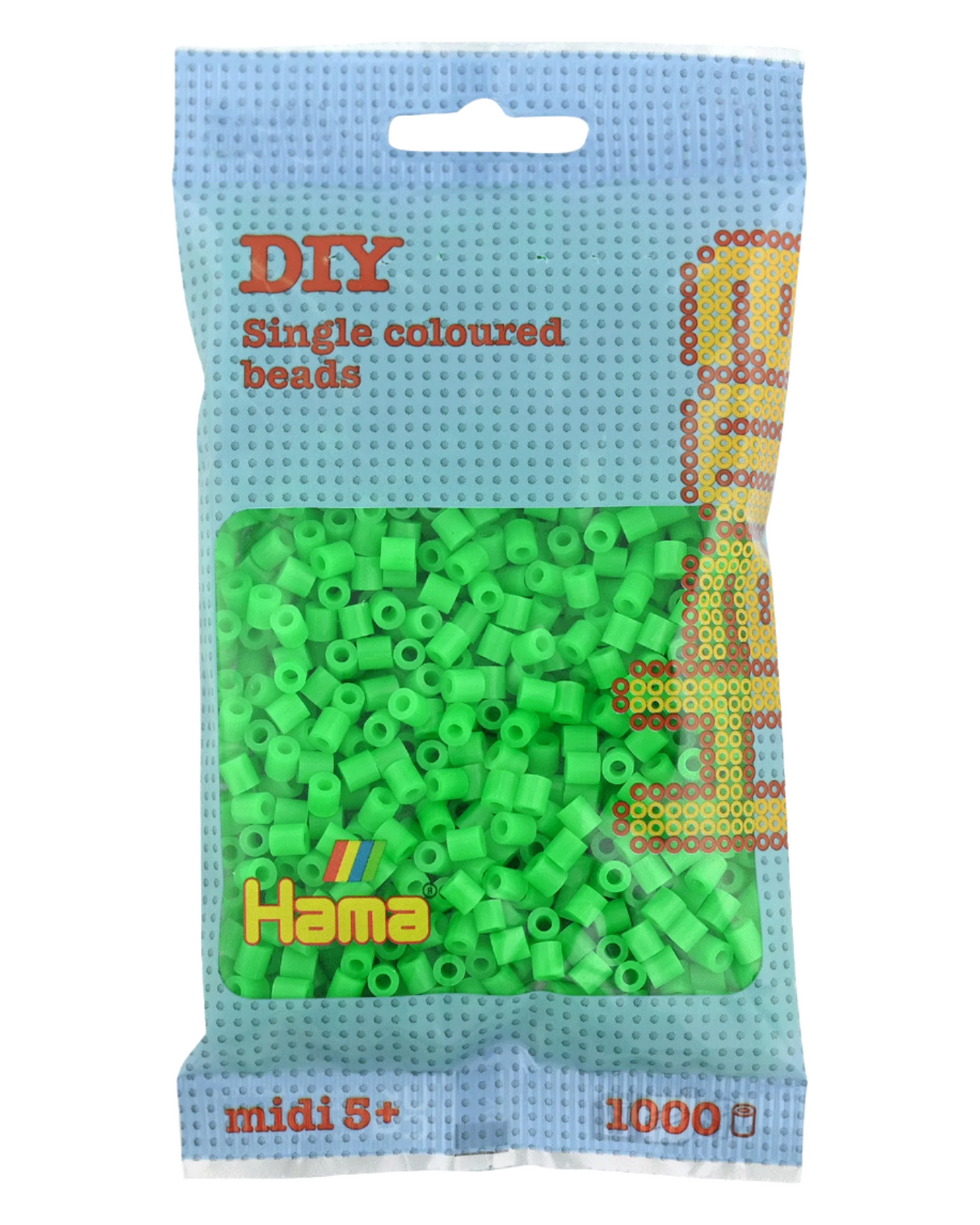 Hama perler 1000 stk - 207-42 fluorescerende grøn