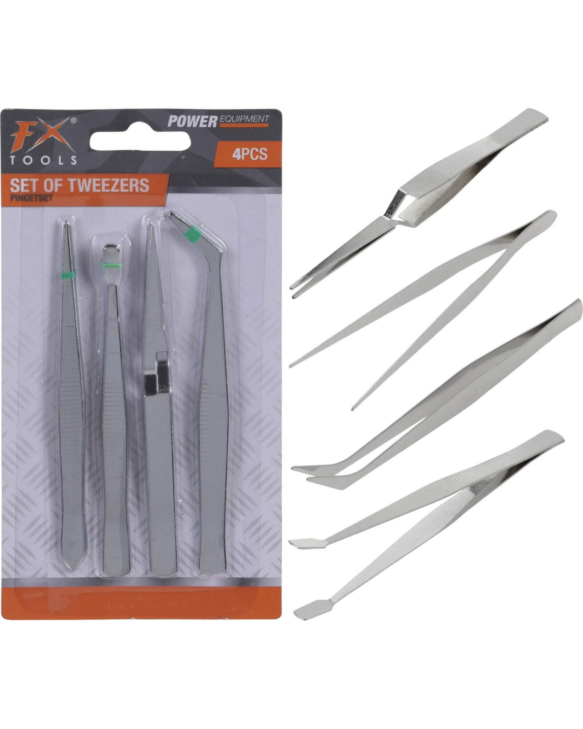 Tweezers 4 pieces in metal