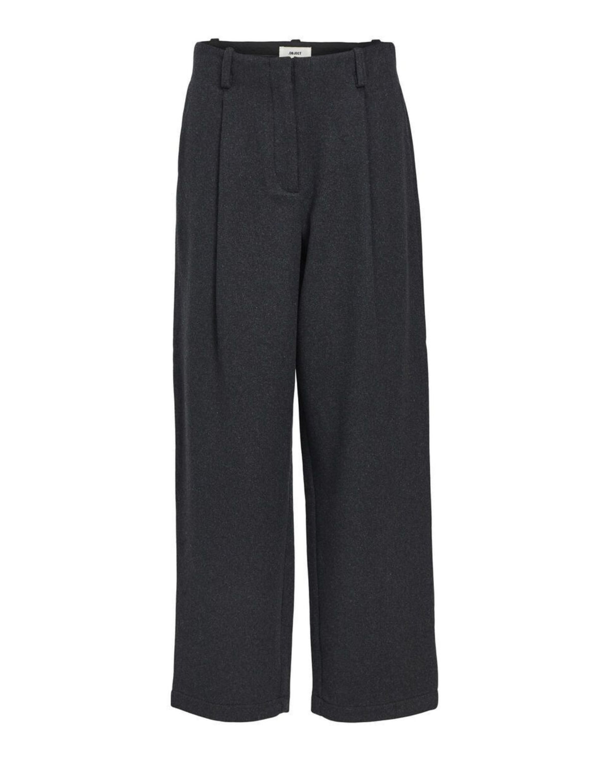 Grey - dark gray melange - Object - trousers - wool - 23045257
