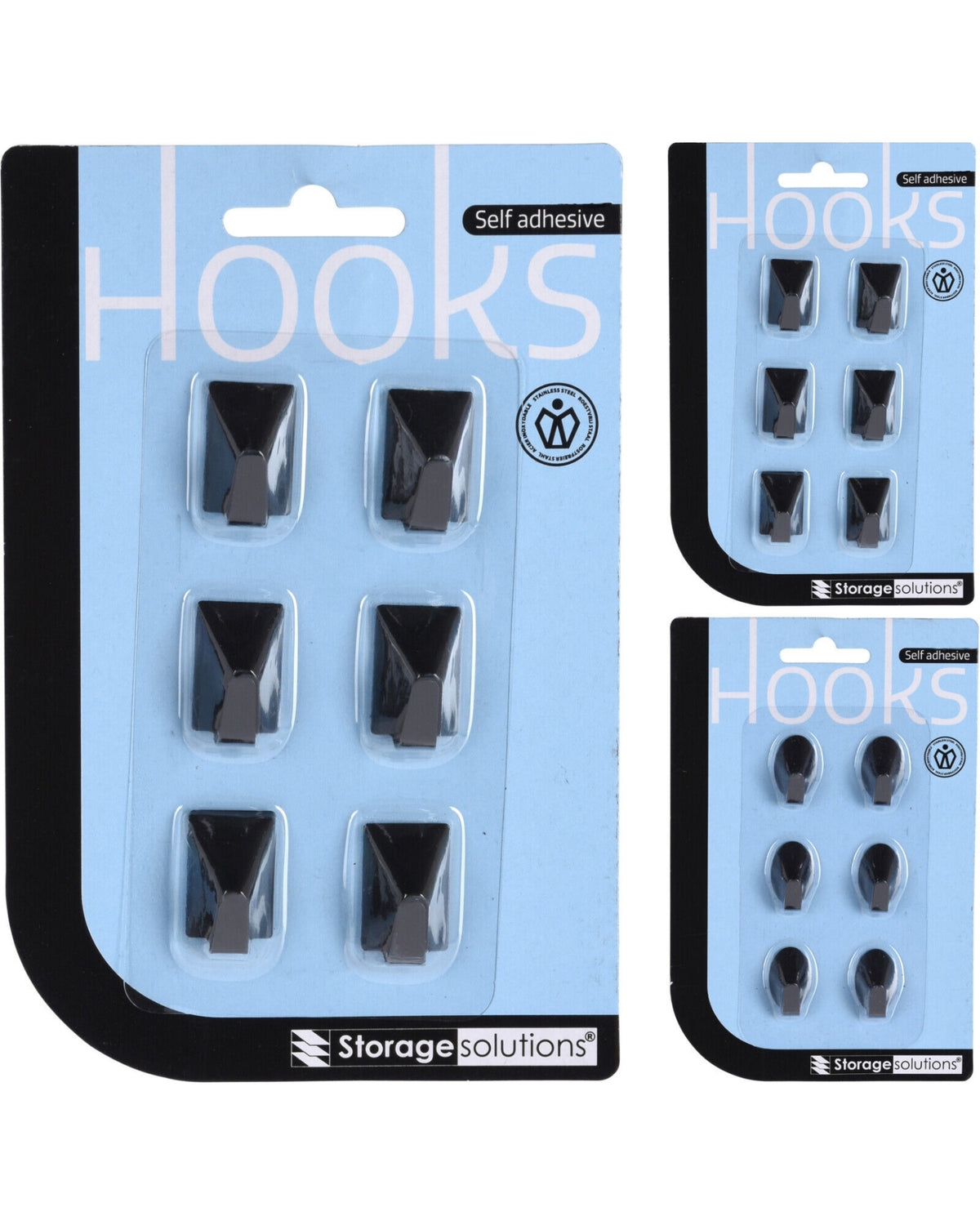 Self-adhesive hooks in steel 6pcs