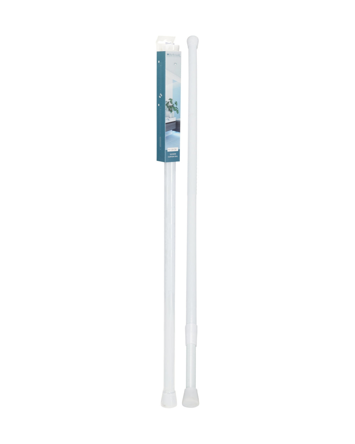 Bruseforhængsstang 70–120 cm – Hvid