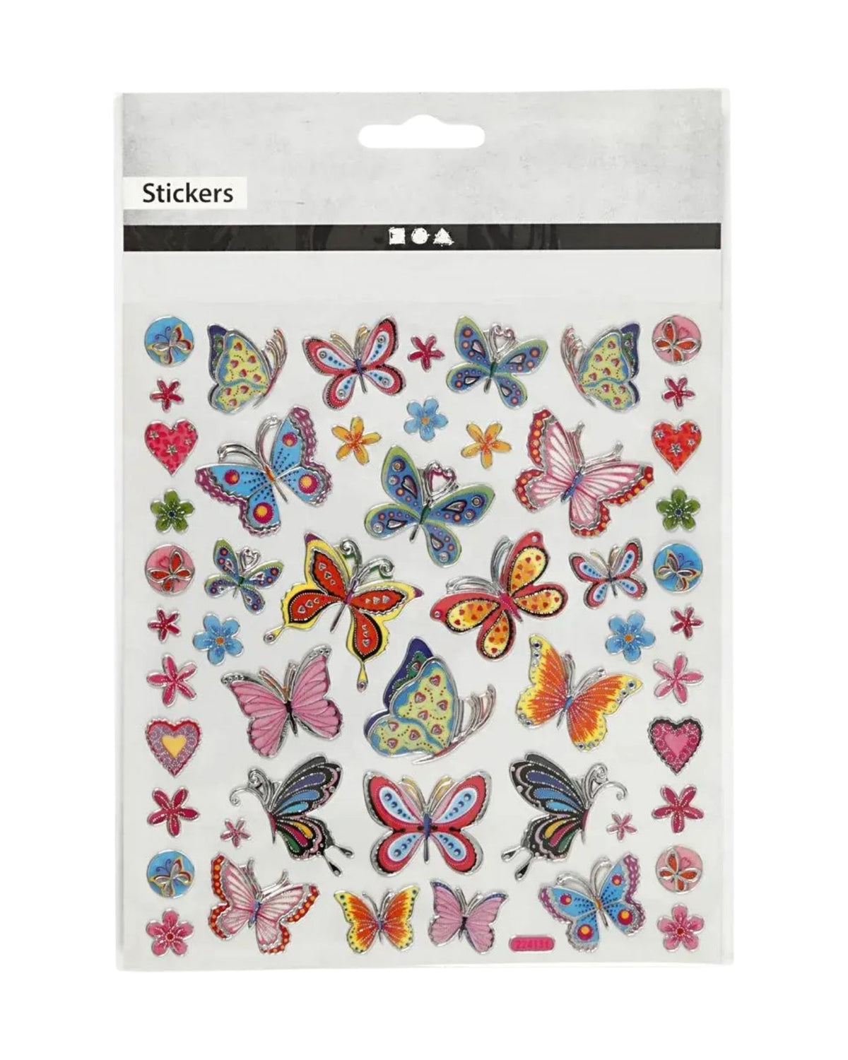 Stickers 1 Sheet, Colorful Butterflies, 15x16.5 cm