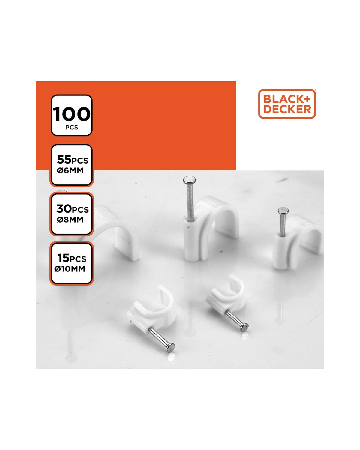 Lednings clips 100 stk - Black+Decker