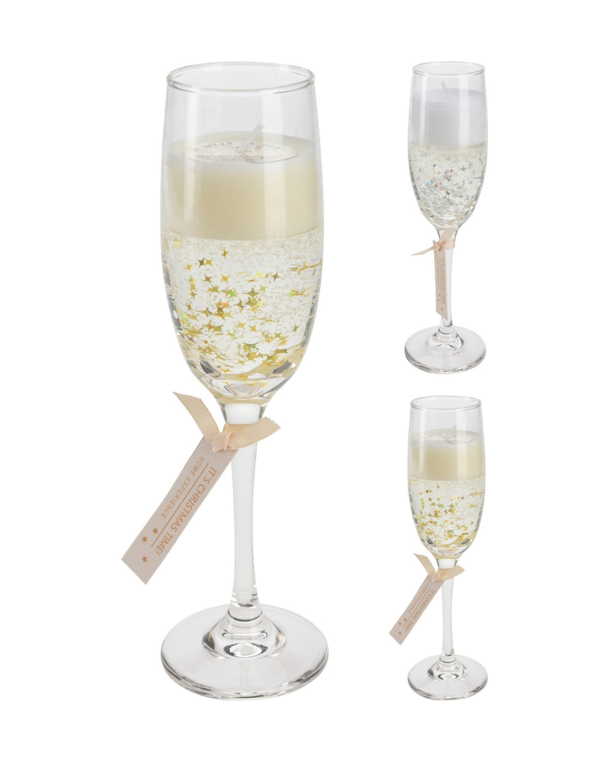 Champagne glas med gelelys 21cm 1stk
