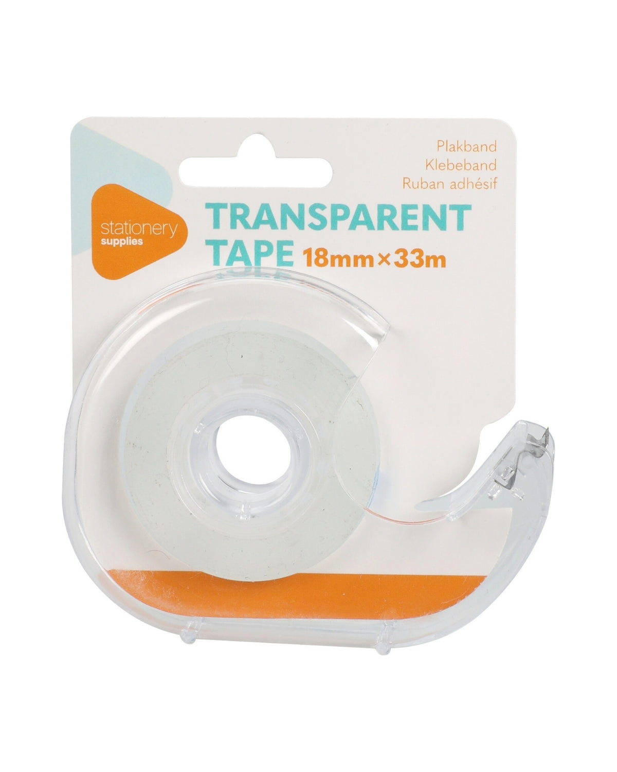 Tape i gennemsigtig holder – 30 meter x 18 mm