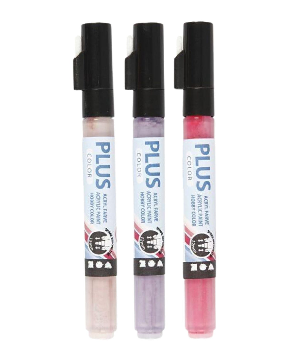 Plus Color marker, L: 14.5 cm, line 1-2 mm, fuchsia, dusty pink, dark lilac, 3 pcs./ 1 pk.