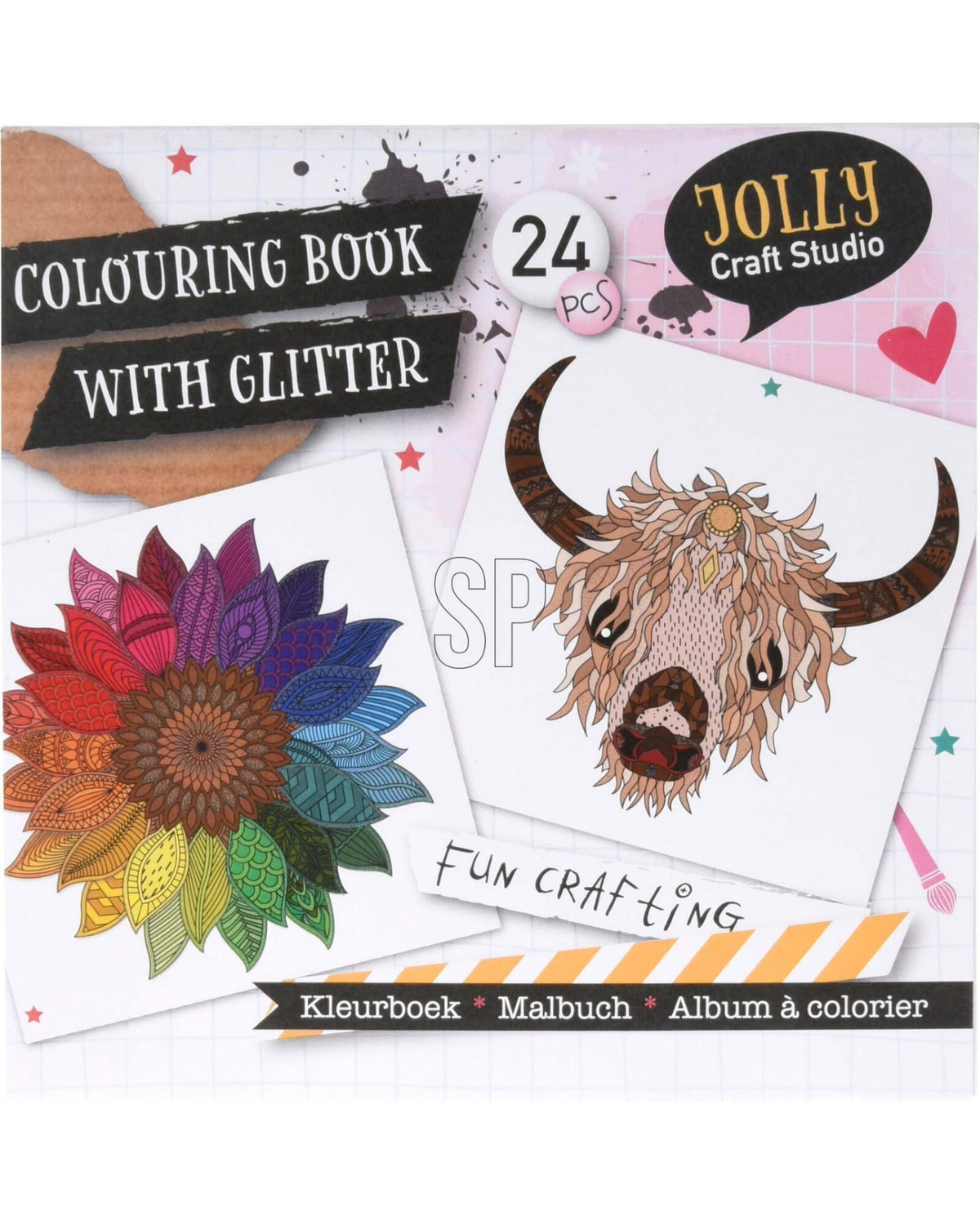 Coloring book with glitter