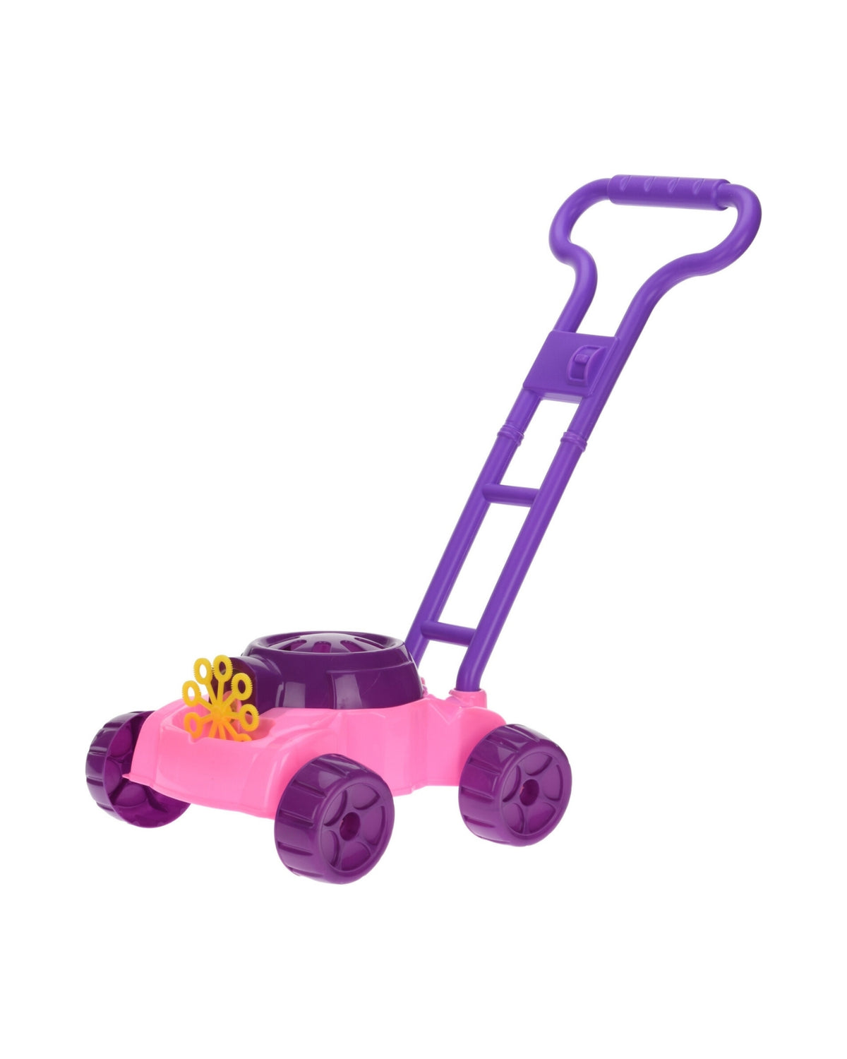 Lawnmower that blows soap bubbles