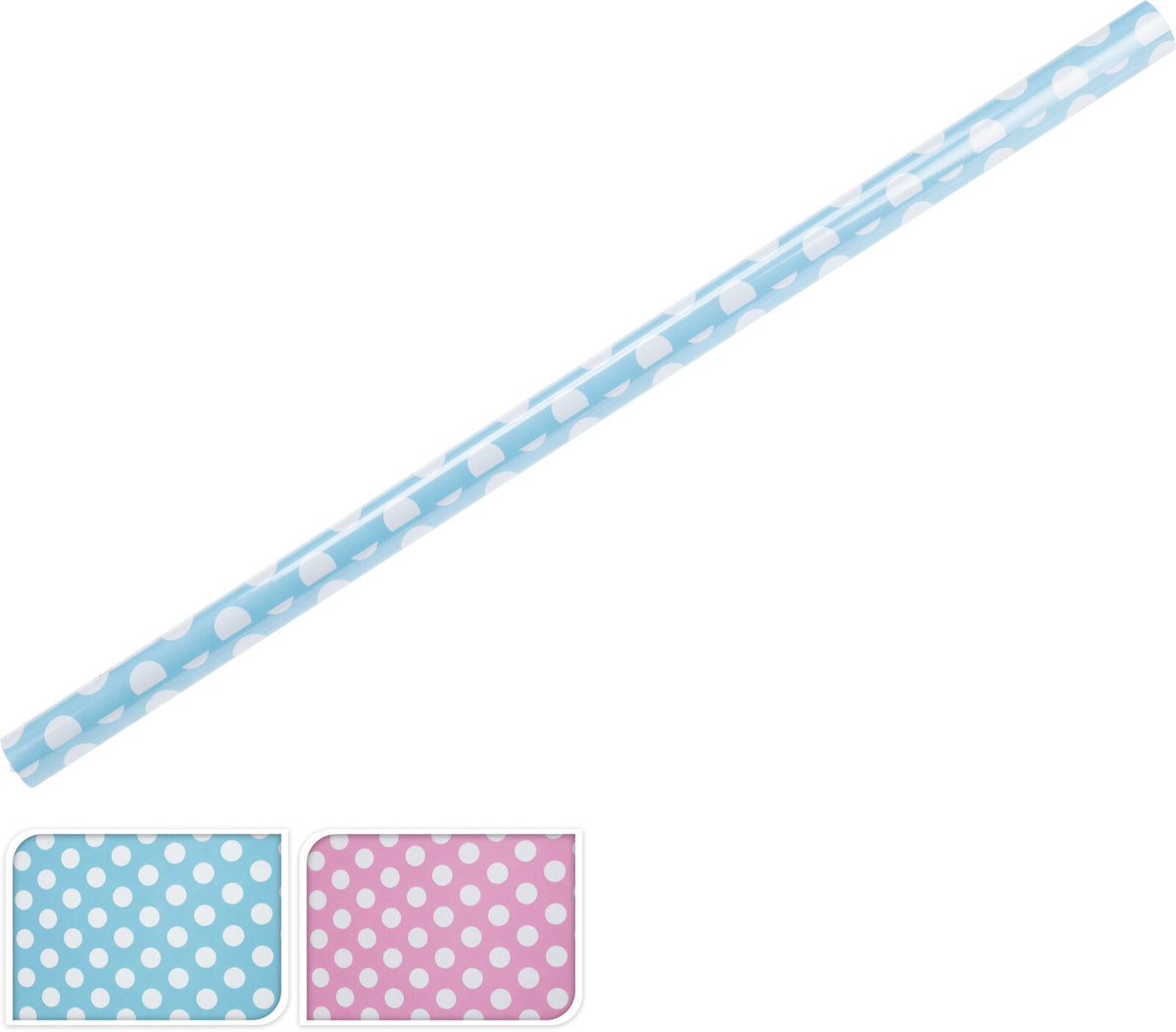 Gift Wrap 70x400cm 1 roll - Dots Pink or Light Blue