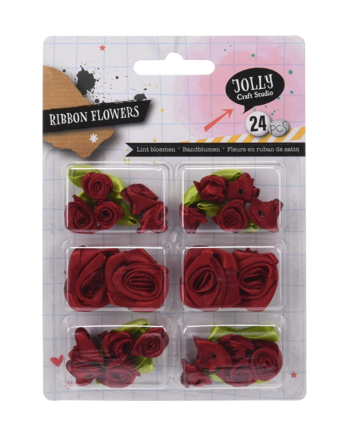 Blomster af fløjlsbånd – 24 dele
