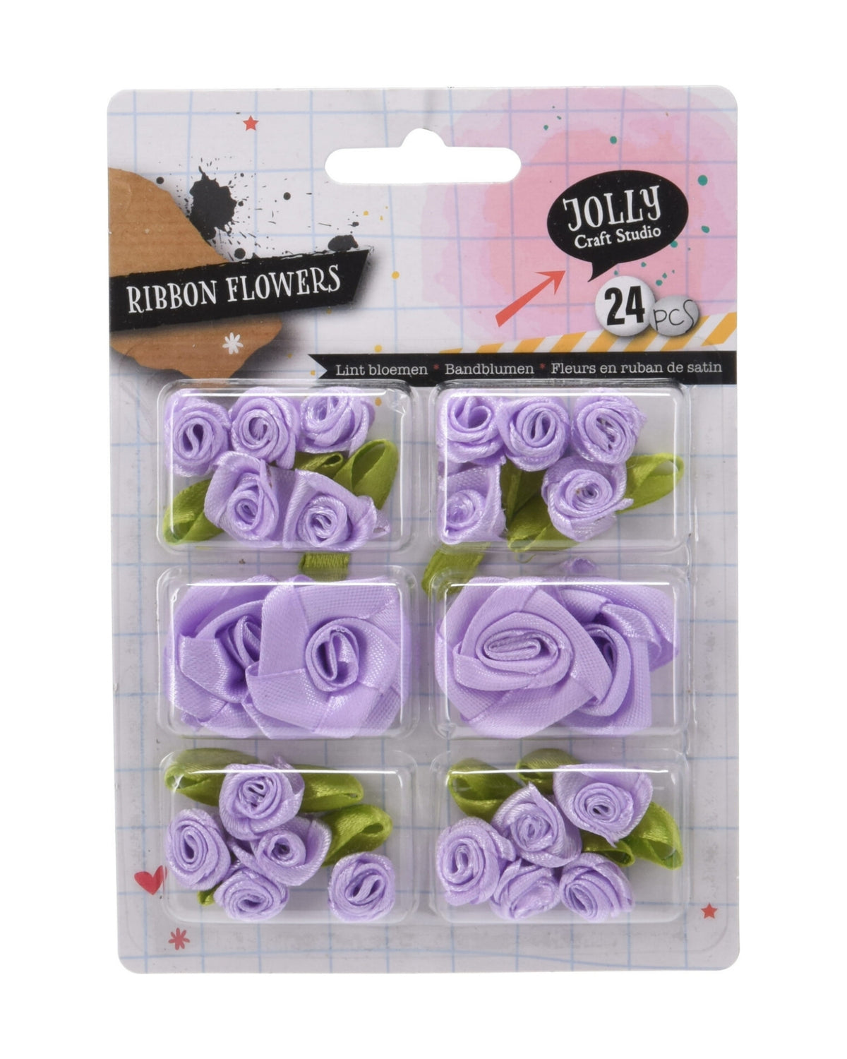 Blomster af fløjlsbånd – 24 dele