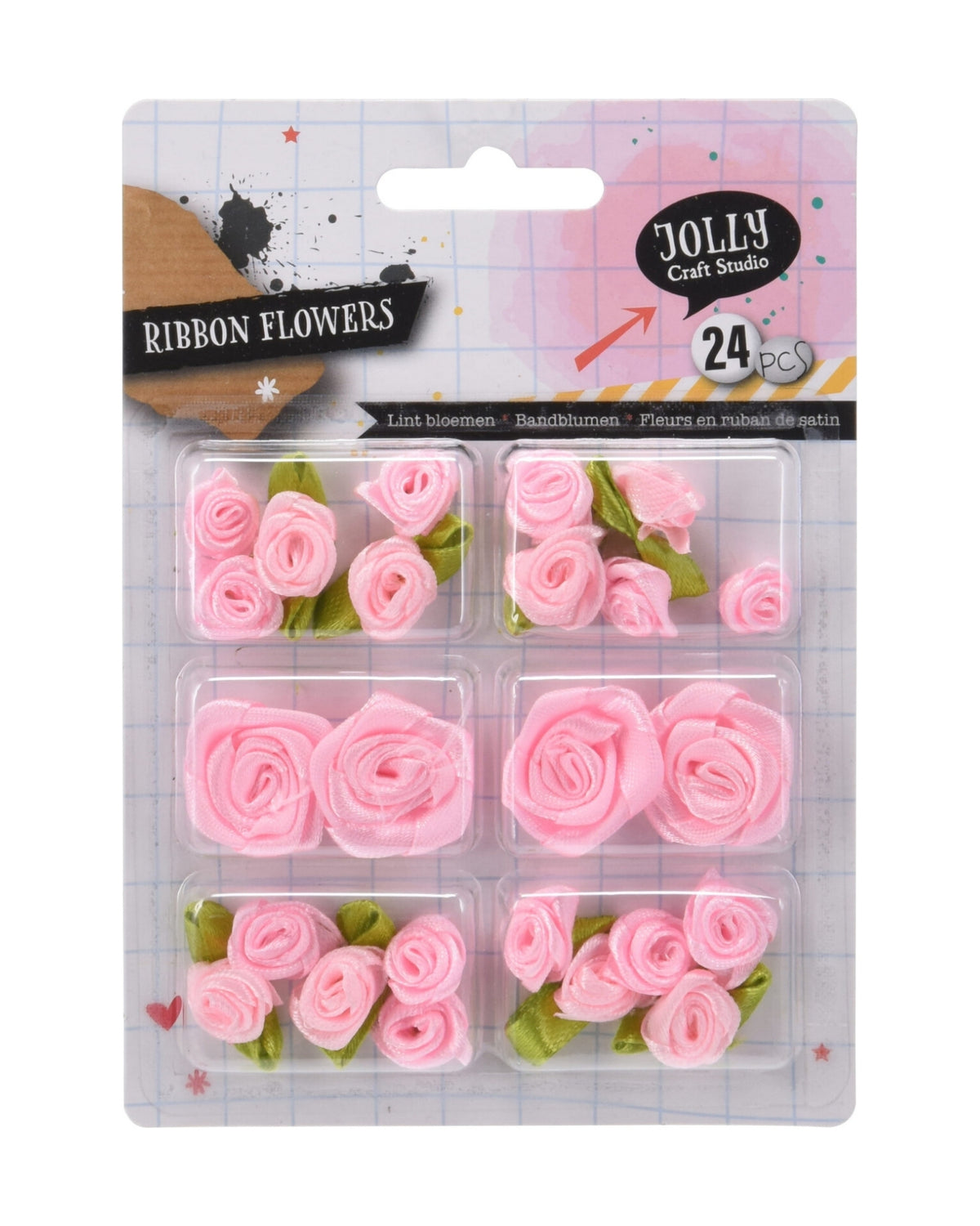Blomster af fløjlsbånd – 24 dele