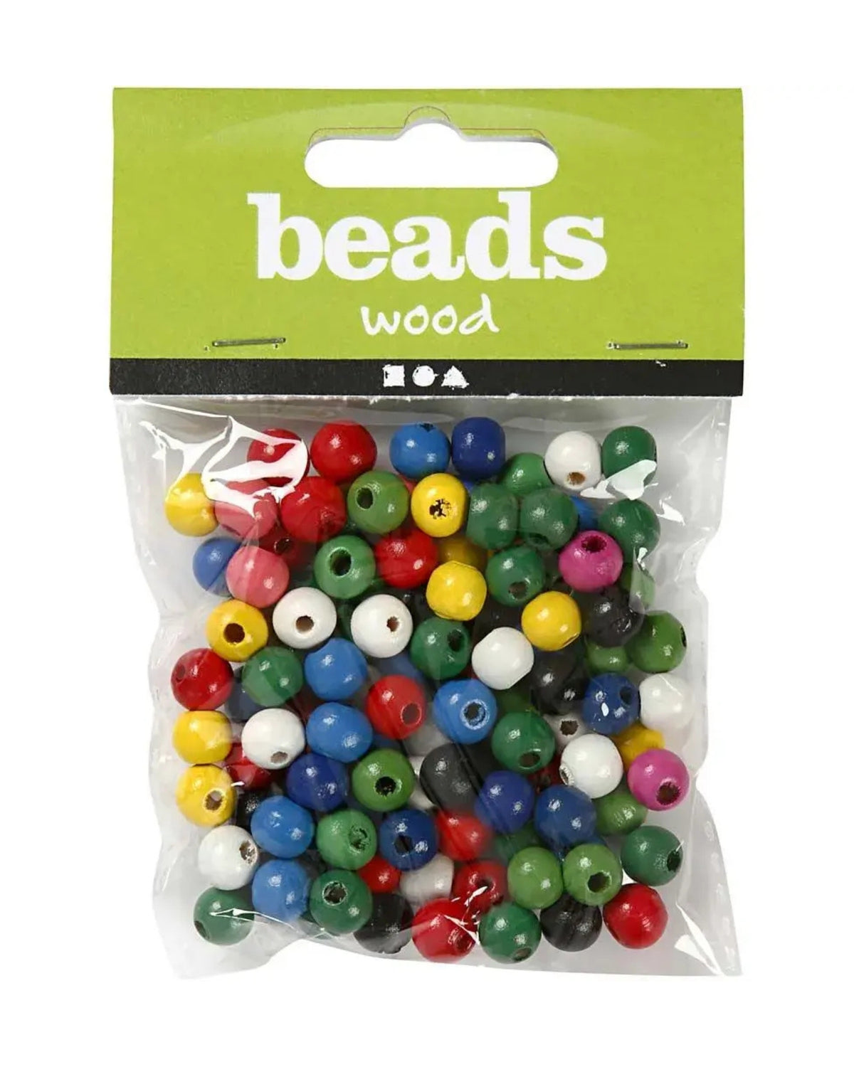 Wooden Bead Mix 1 Pk., 15 G, Diam. 8 mm, 2 mm, Asst. Colors