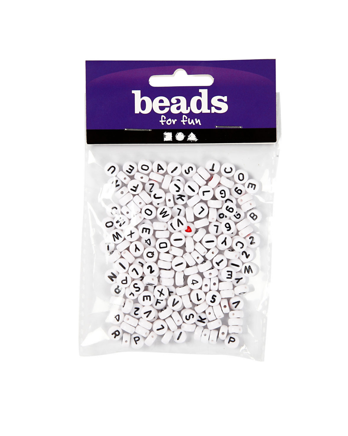 Bogstavperler, str. 7 mm, hulstr. 1,2 mm, ca. 200 st.