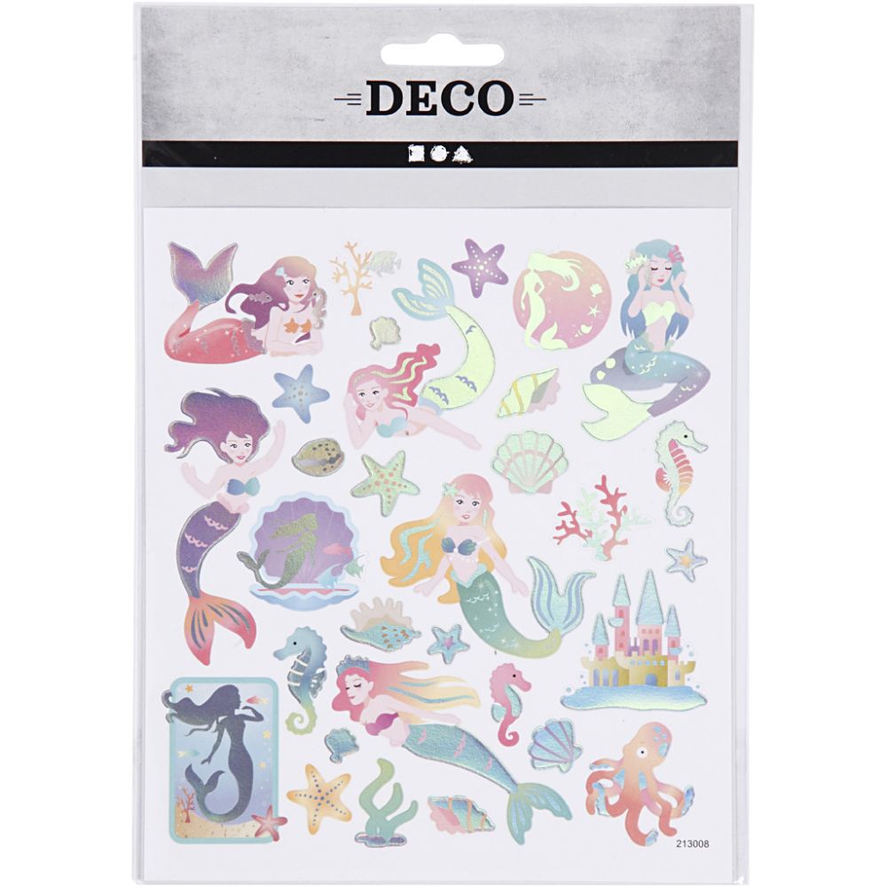 Stickers, havfruer, ark 15x16,5 cm, ca. 32 stk., 1 ark