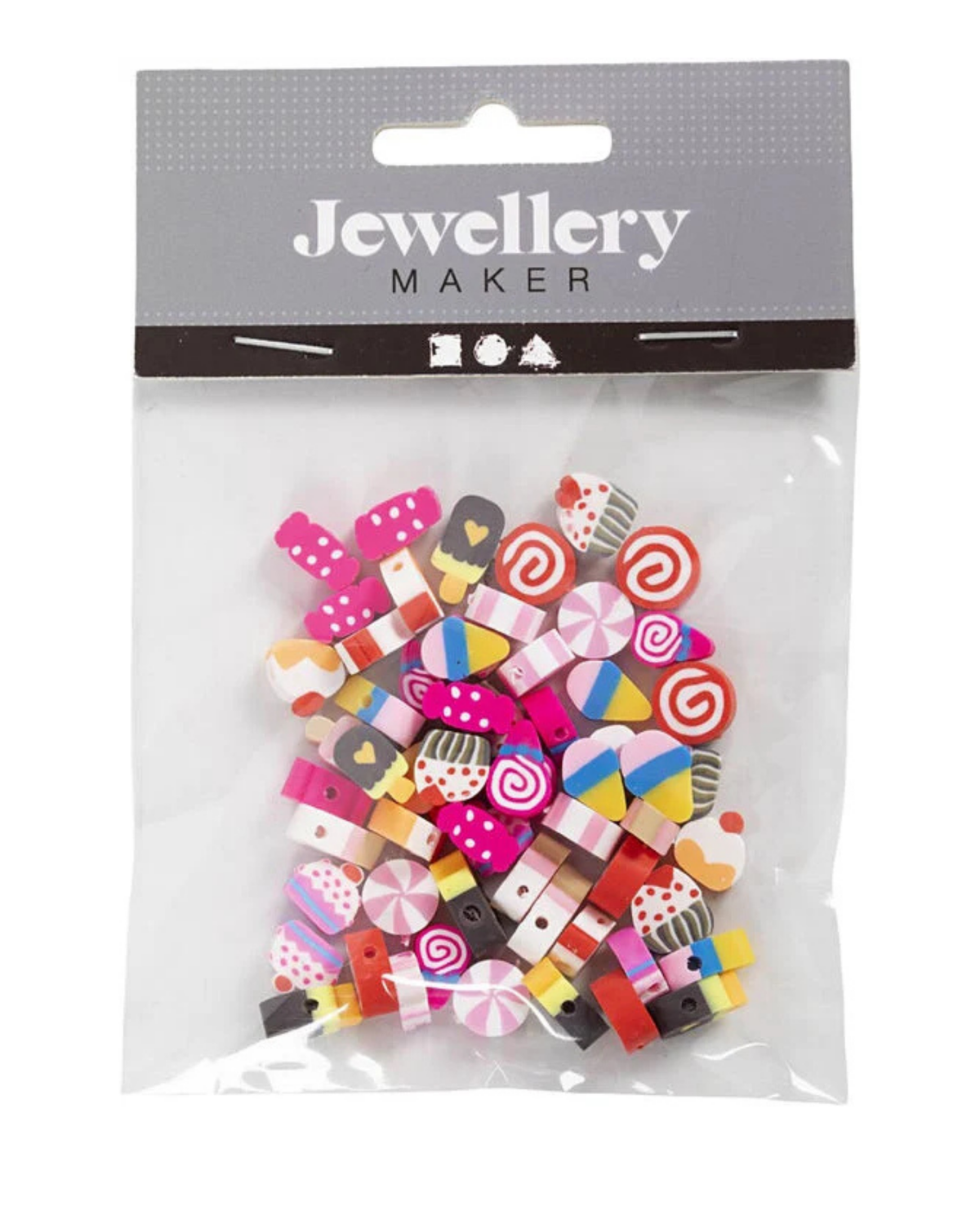Figurperler, slik, kager og is, diam. 10 mm, hulstr. 1