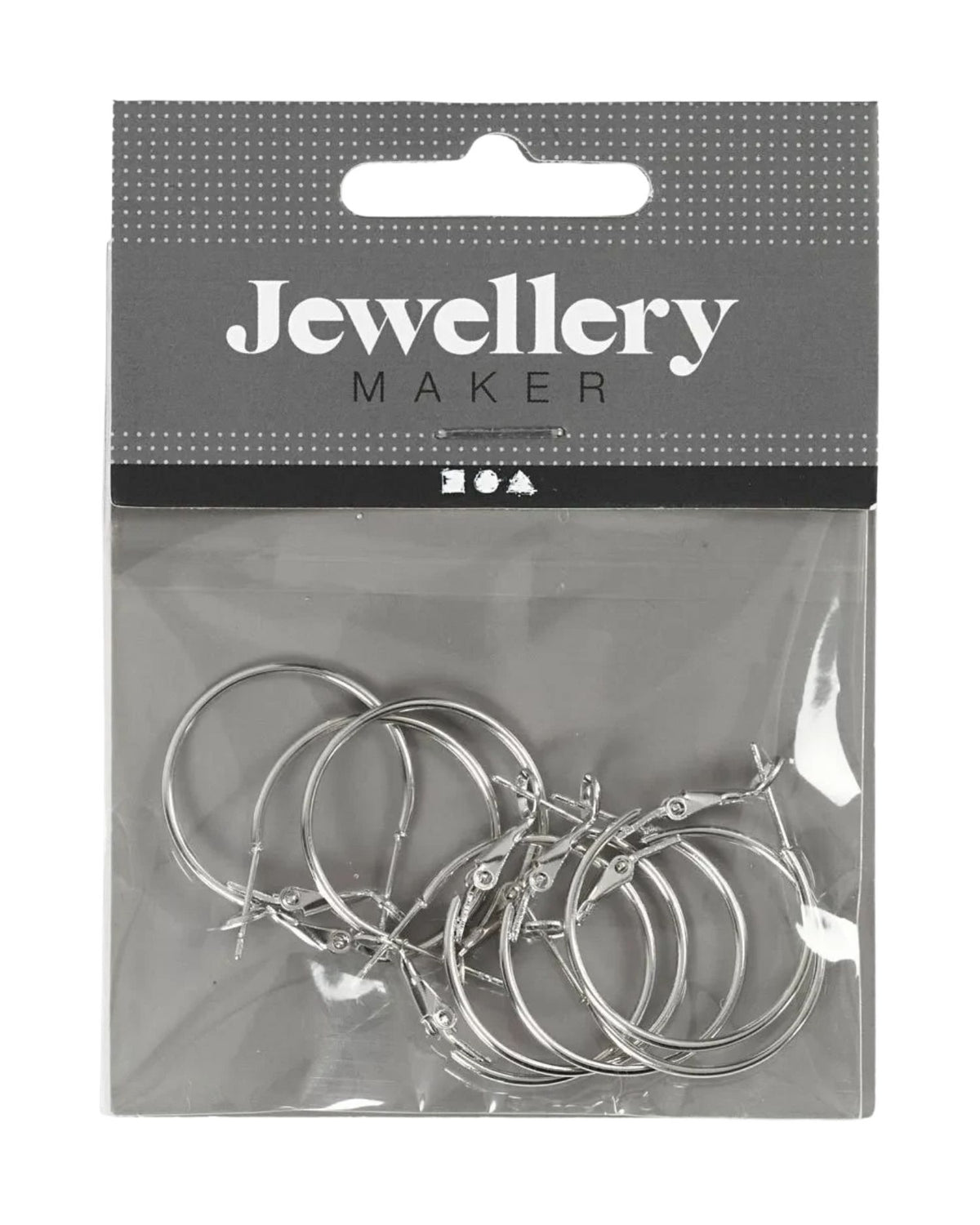 Earring, diam. 25 mm, silver plated, 8pcs./ 1 pack