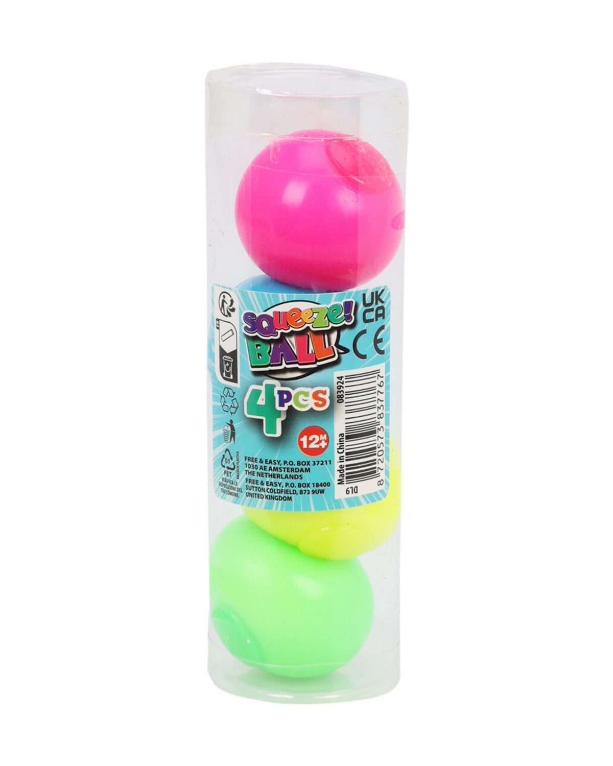 Squeeze ball in neon 4 pcs.