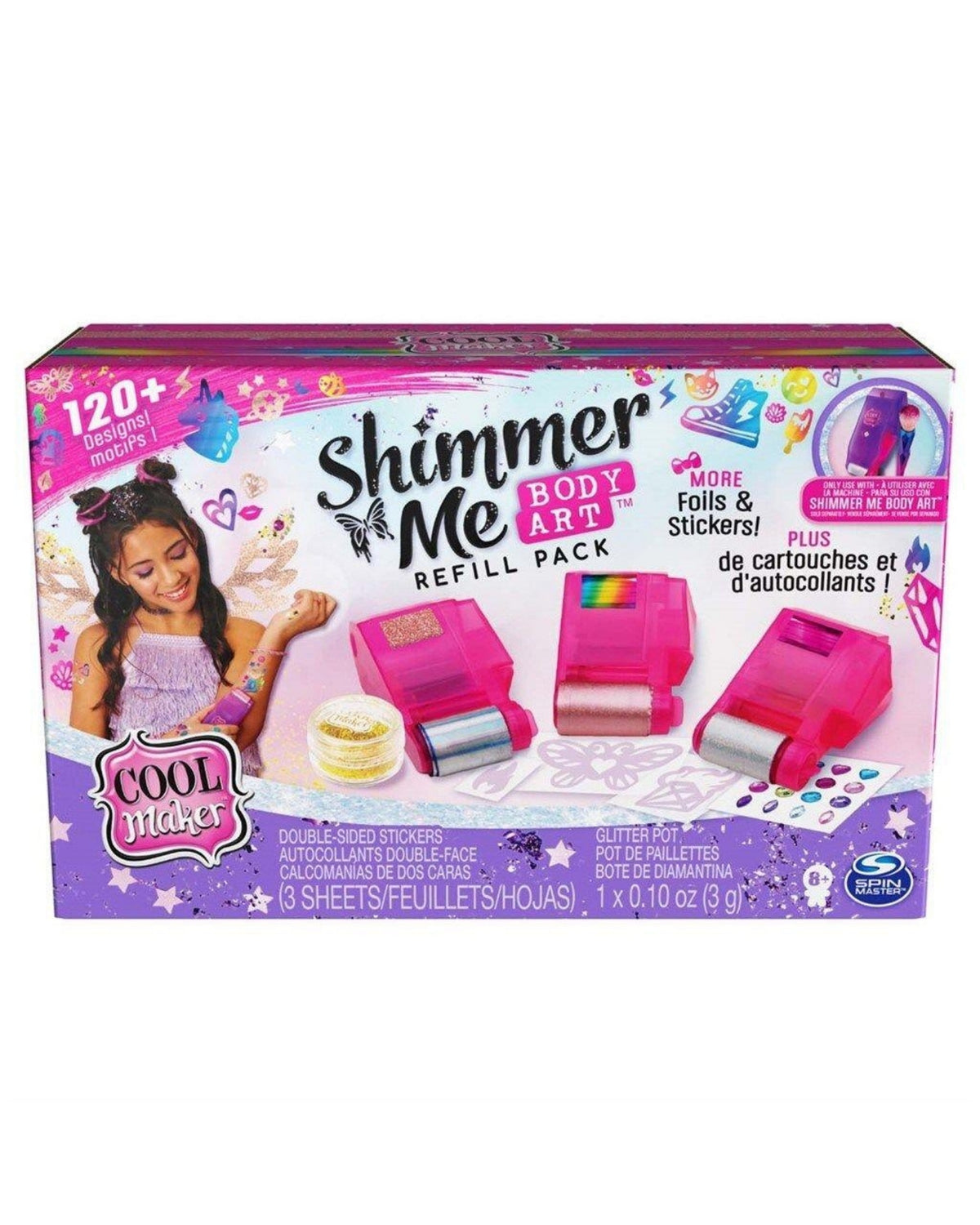 Cool Maker Shimmer Me Body Art Refill w. 3 rollers