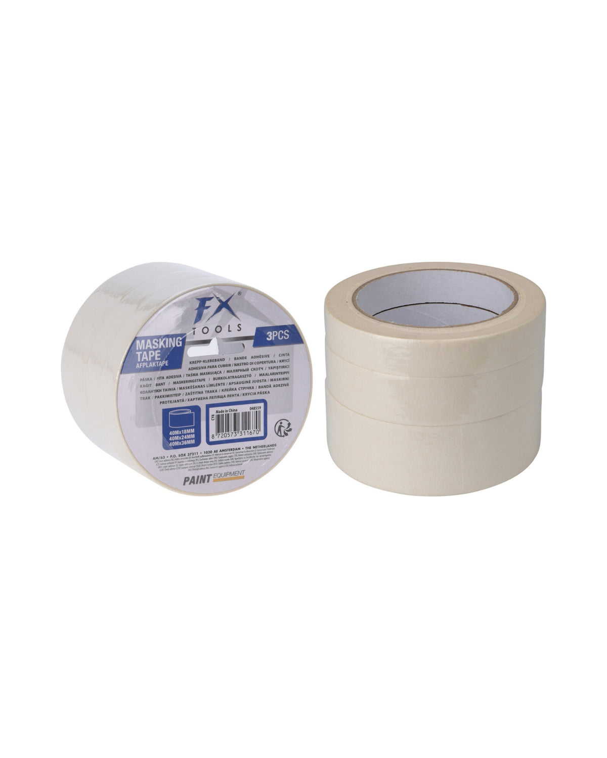 Malertape Sæt – 3 Ruller 40 Meter (18 mm, 24 mm og 36 mm)