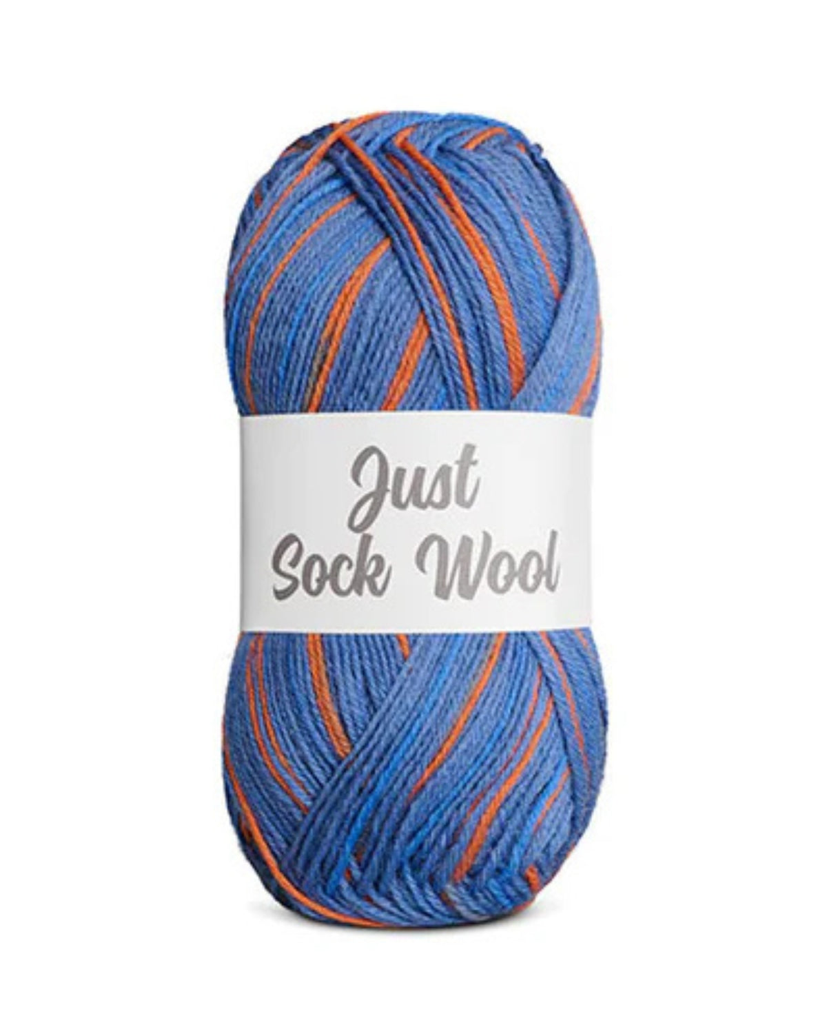 Just Sock Wool 50g - Fv.4 Støvet blå/Kobolt/Orange - Fra Mayflower