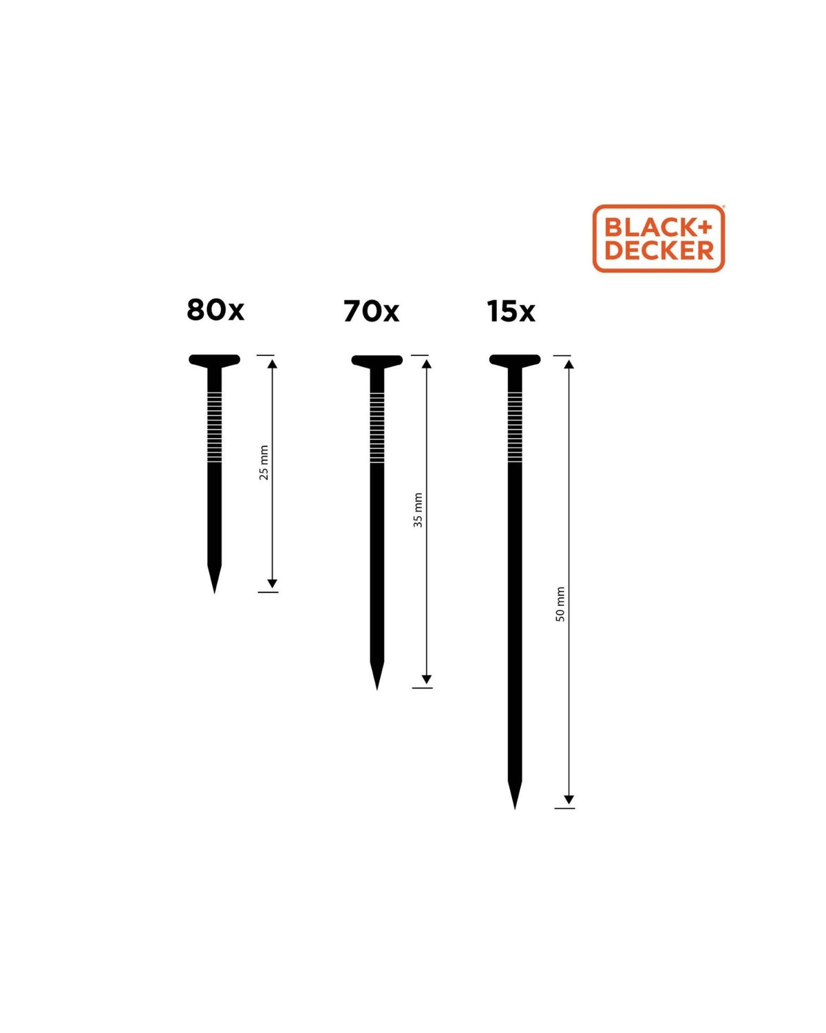 Søm sortiment 80x2.5cm 70x3.5cm 15x5cm - BLACK+DECKER