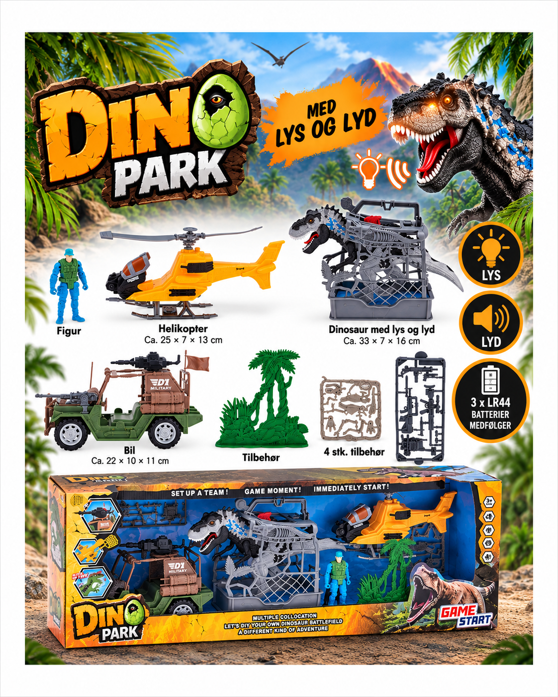 Dino Park – Dinosaurlegesæt med lys og lyd
