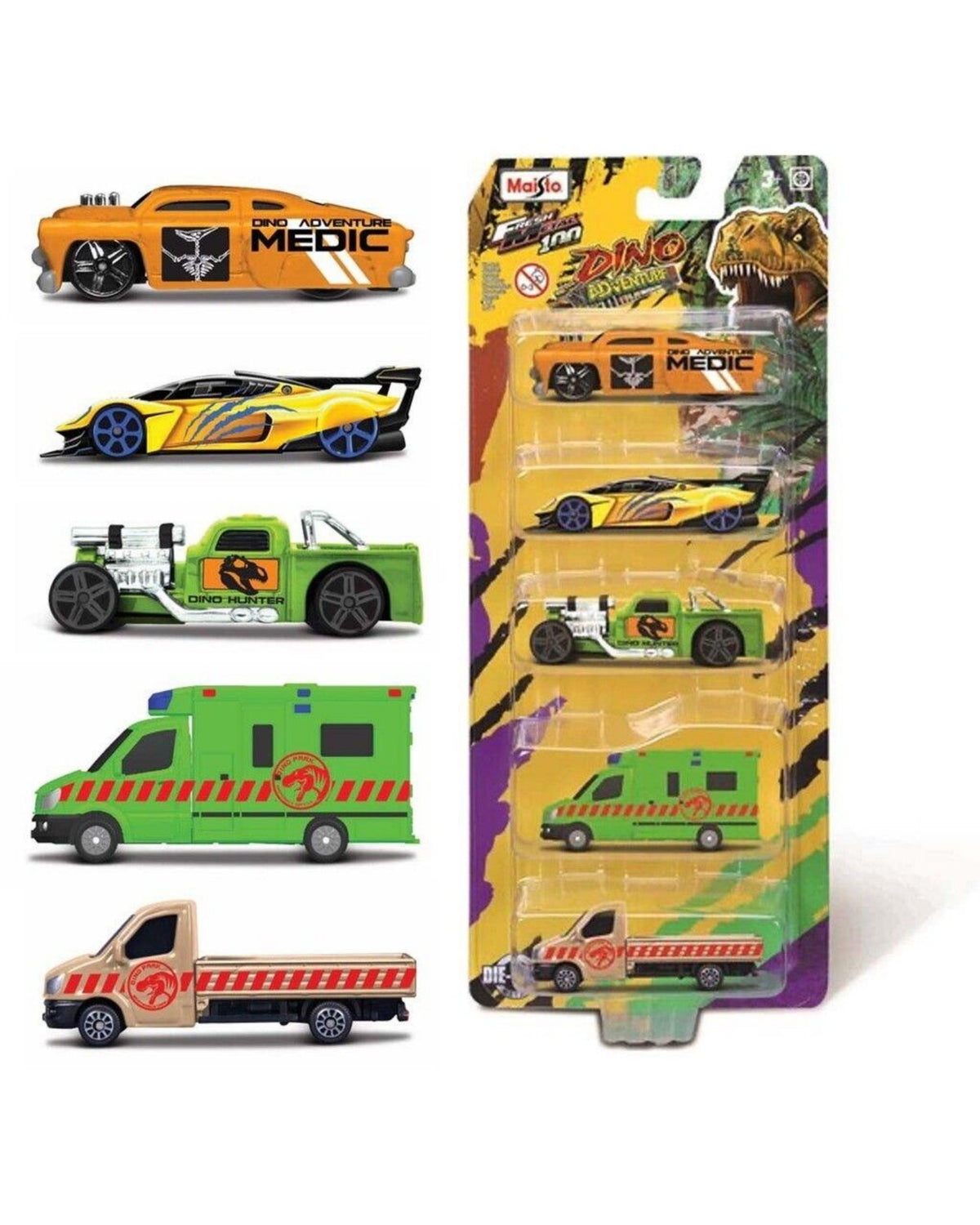 Maisto Dino Adventures 7 cm Vehicles 5 Pack