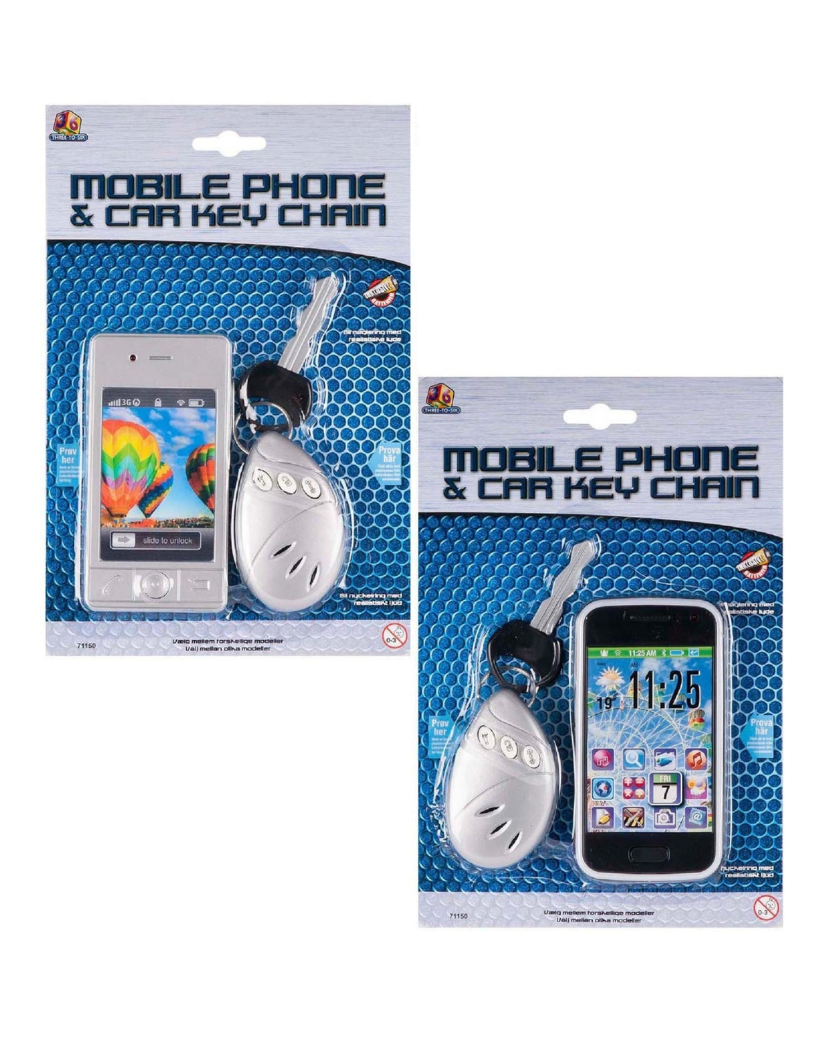 Mobile phone, car keys with sound