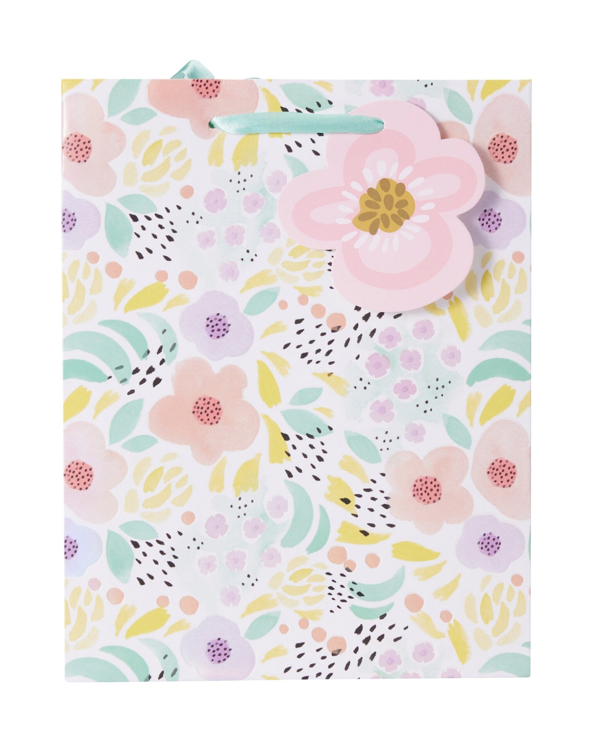 Lille gavepose med blomsterdesign – 23 x 18 x 10 cm