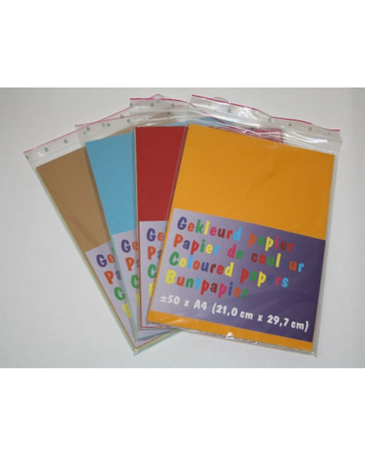 Papir A4 kulørt 80g - 50 ark assorteret farver
