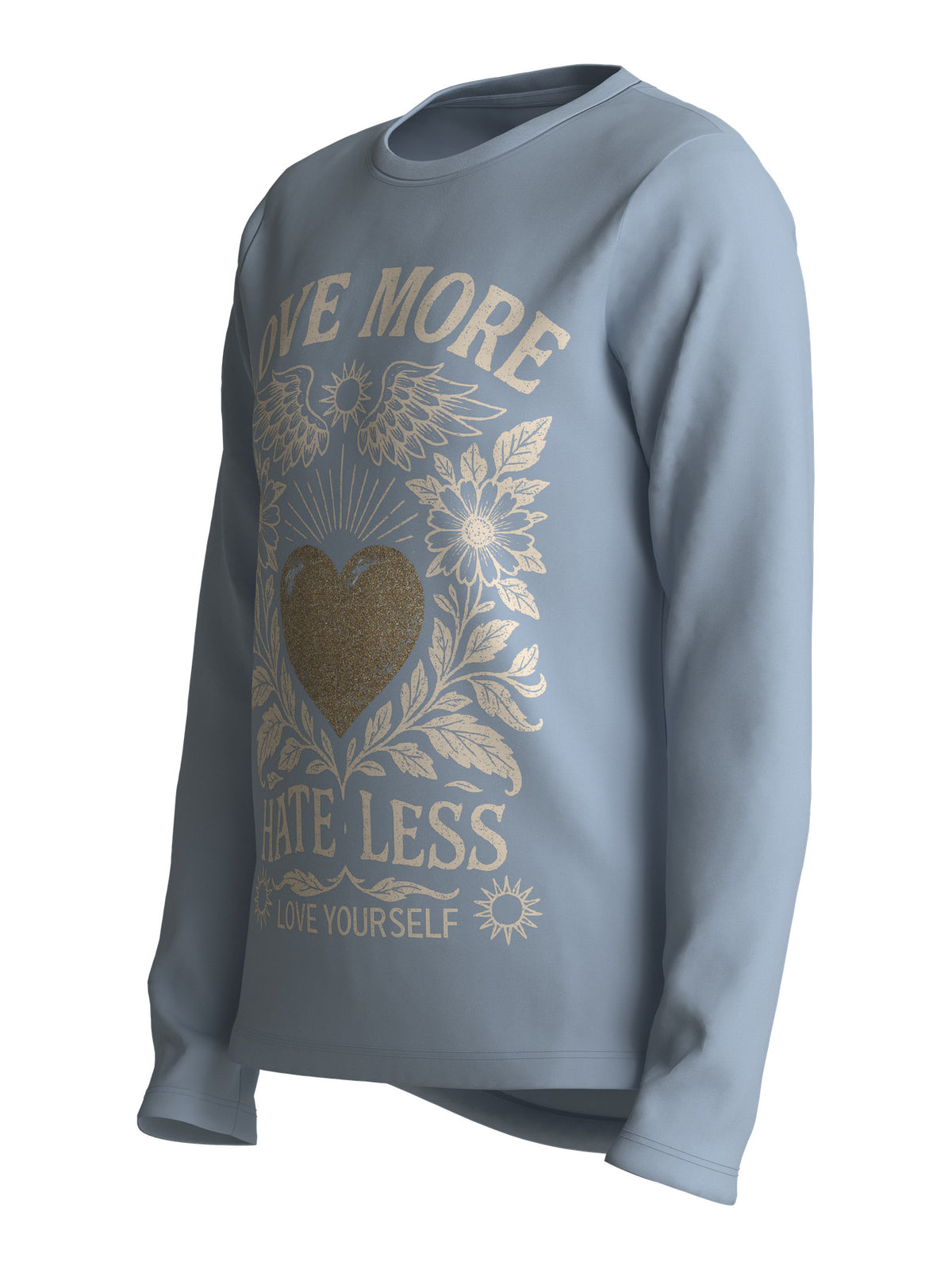 Subdued Blue Love More Bluse fra Name it - 13224952