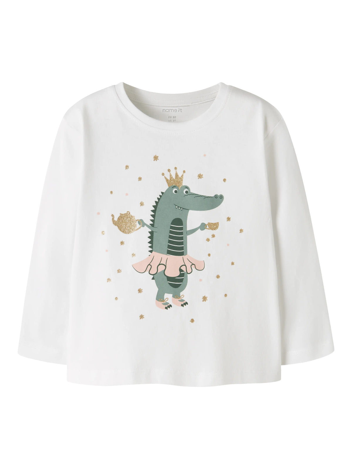 Bright White Dino Princess Bluse fra Name it - 13234705