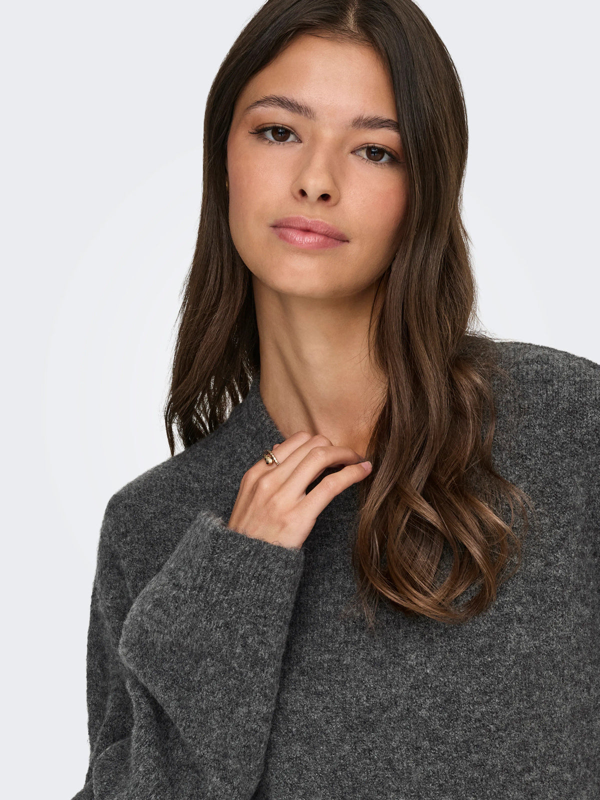 Dark Grey Melange Striktrøje fra JDY - 15374485