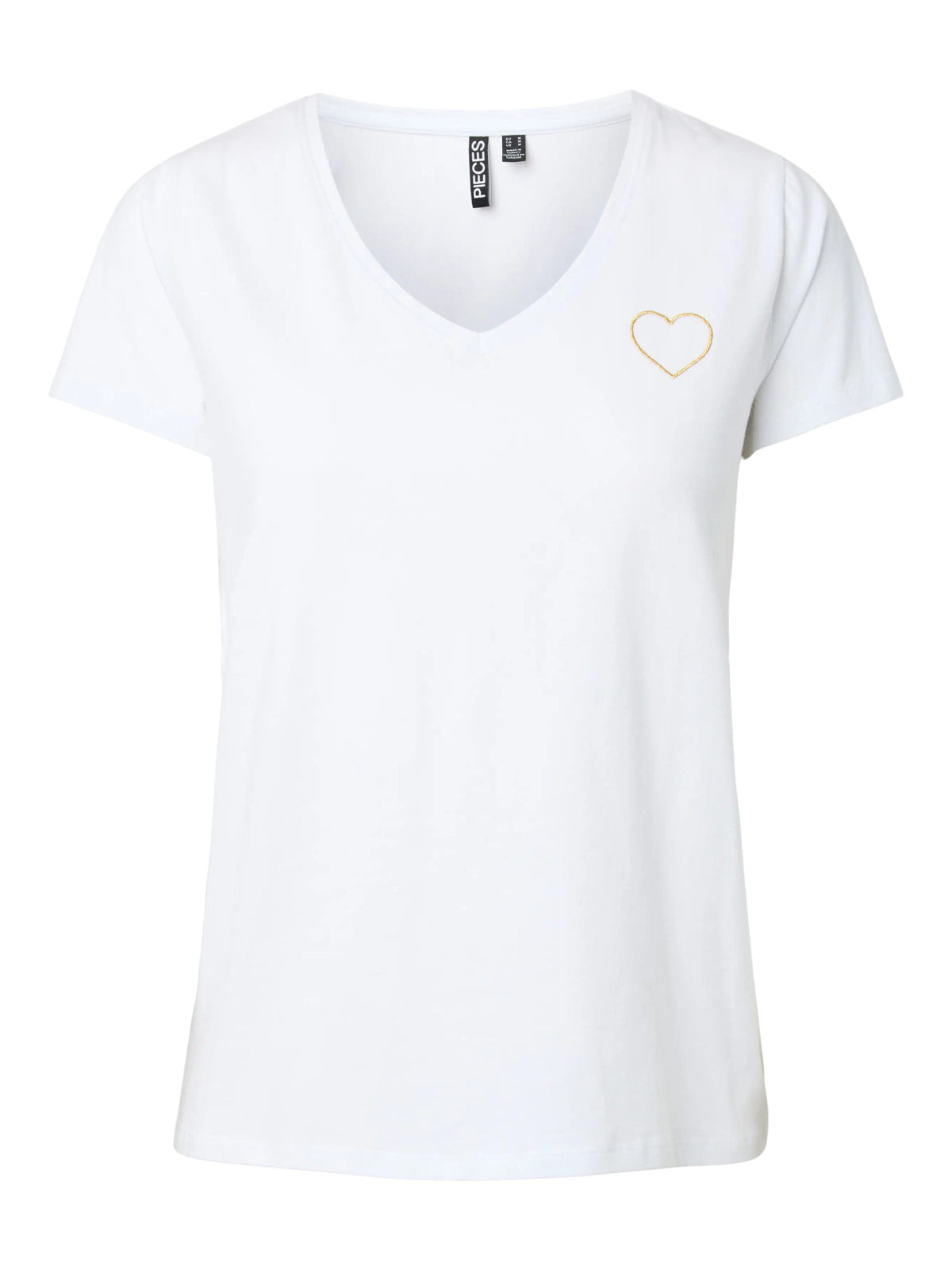 PIECES Bright White GOLD HEART OUTLINE Bluse - 17102921