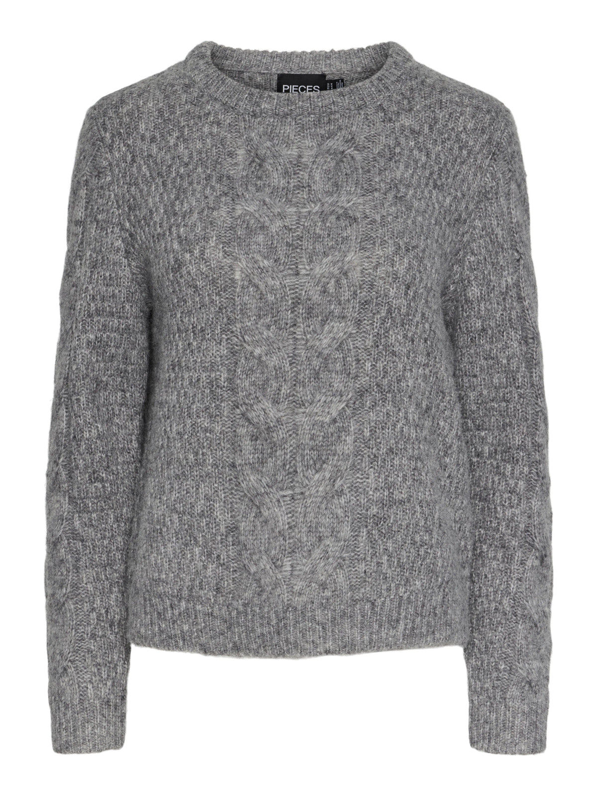 PIECES Medium Grey Melange Striktrøje - 17140372