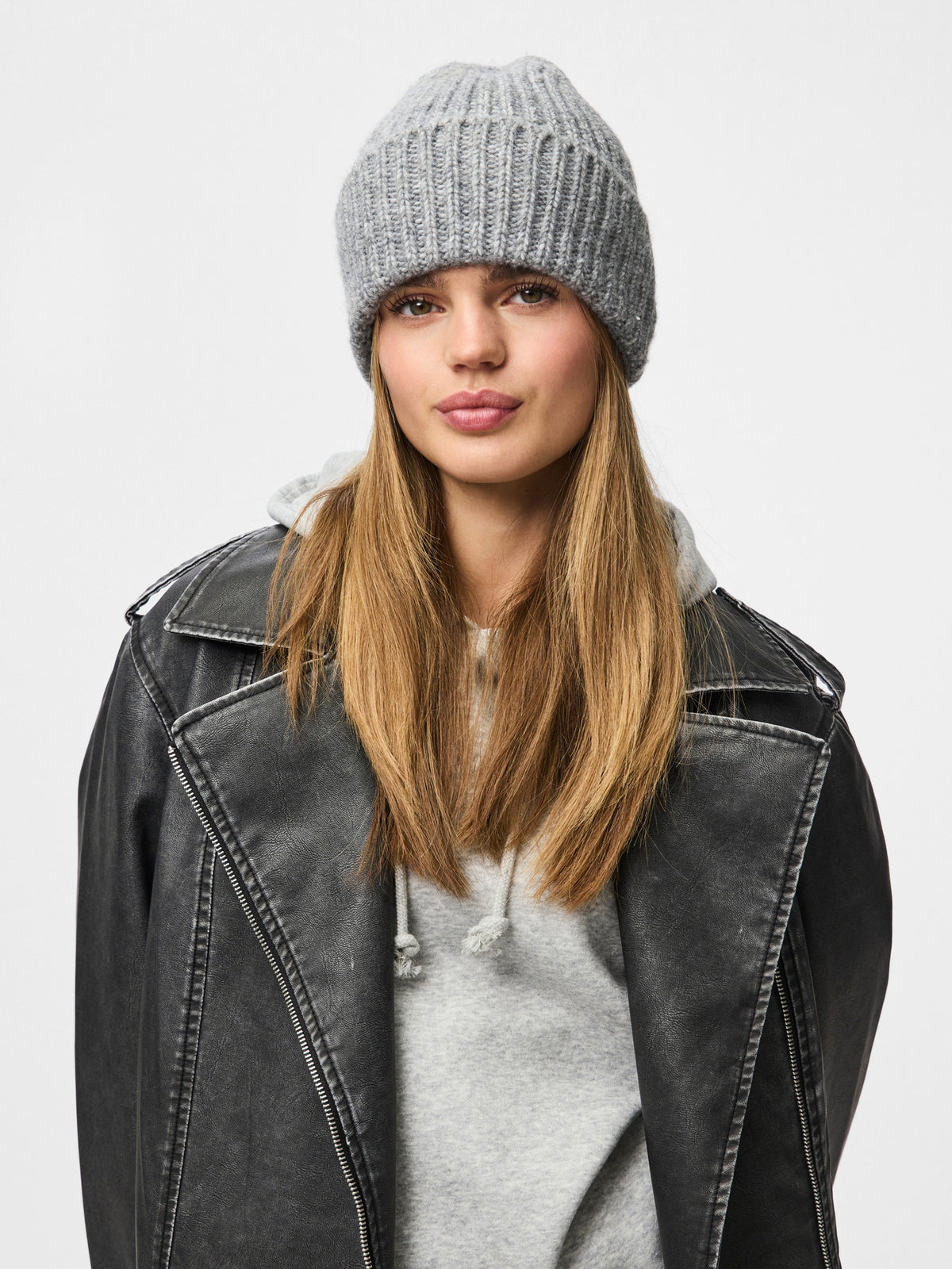PIECES Medium Grey Melange MELANGE Hat - 17158217