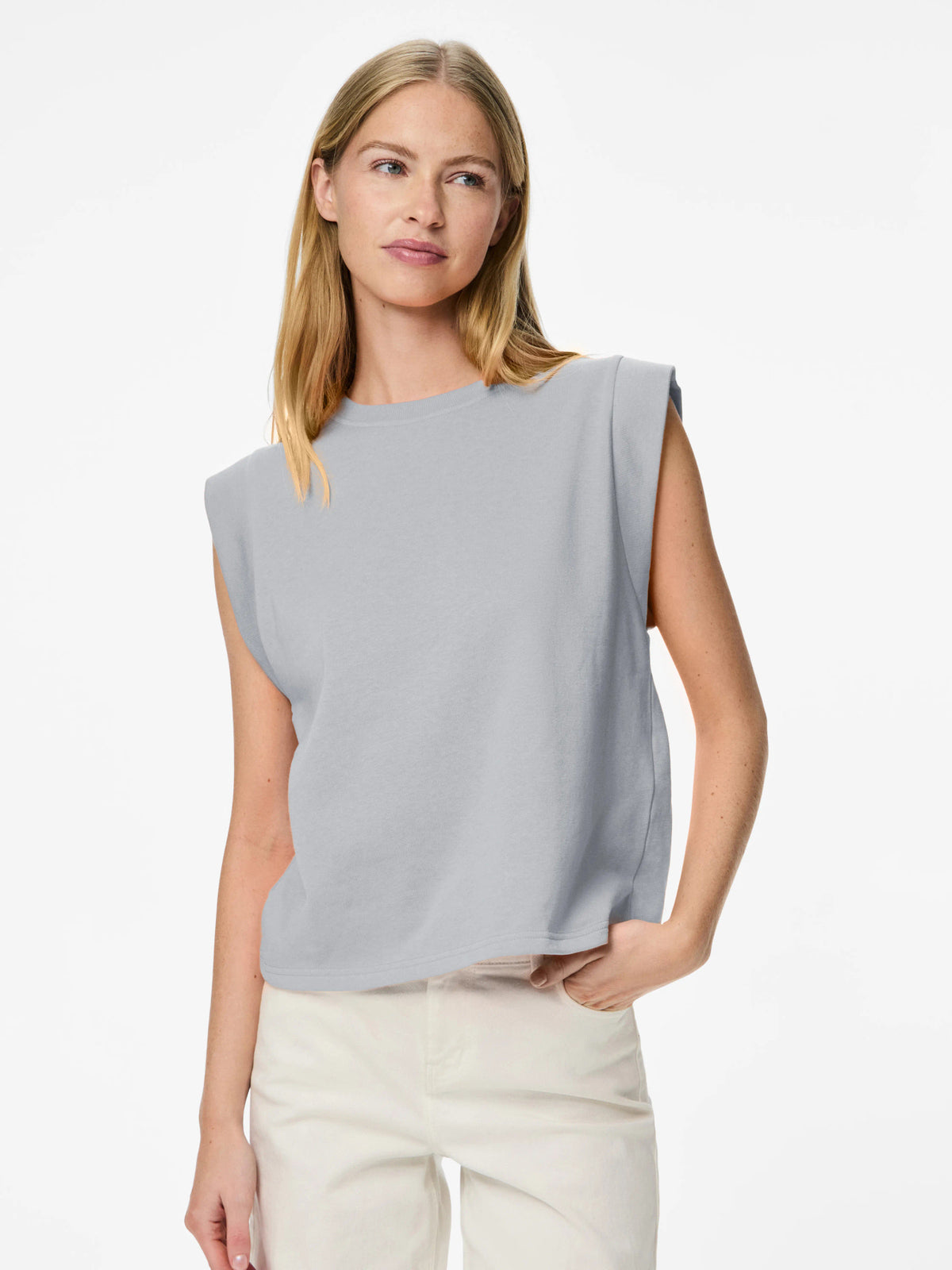 PIECES light gray melange t-shirt