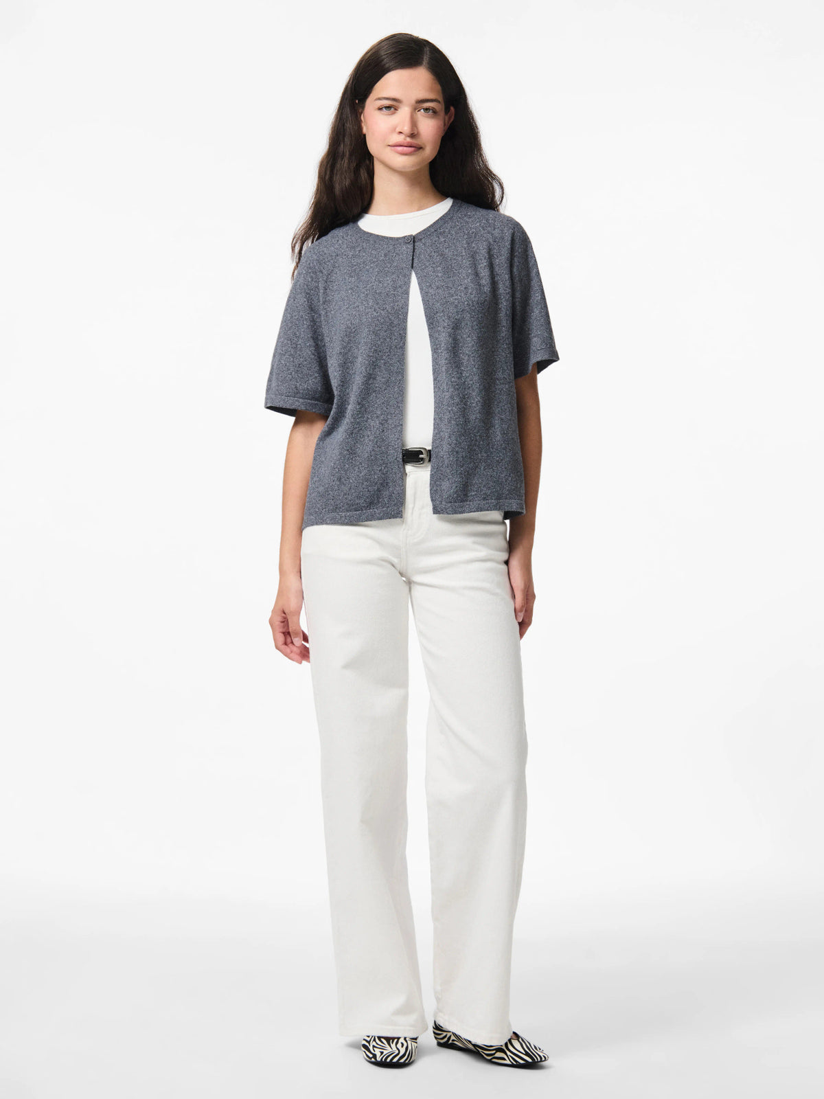 PIECES Dark Grey Melange Striktrøje - 17158717