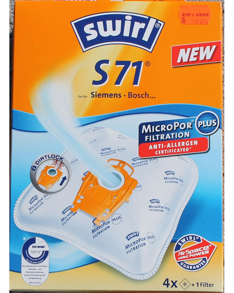 Vacuum cleaner bags SWIRL S71