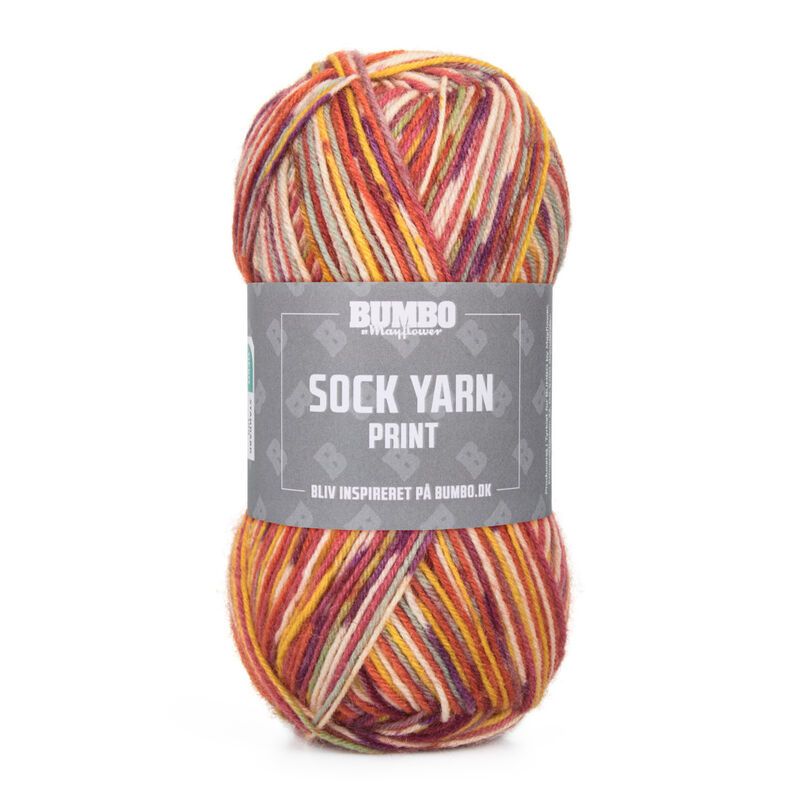 Bumbo Strømpegarn Print fv.198 - Flammehav 50g